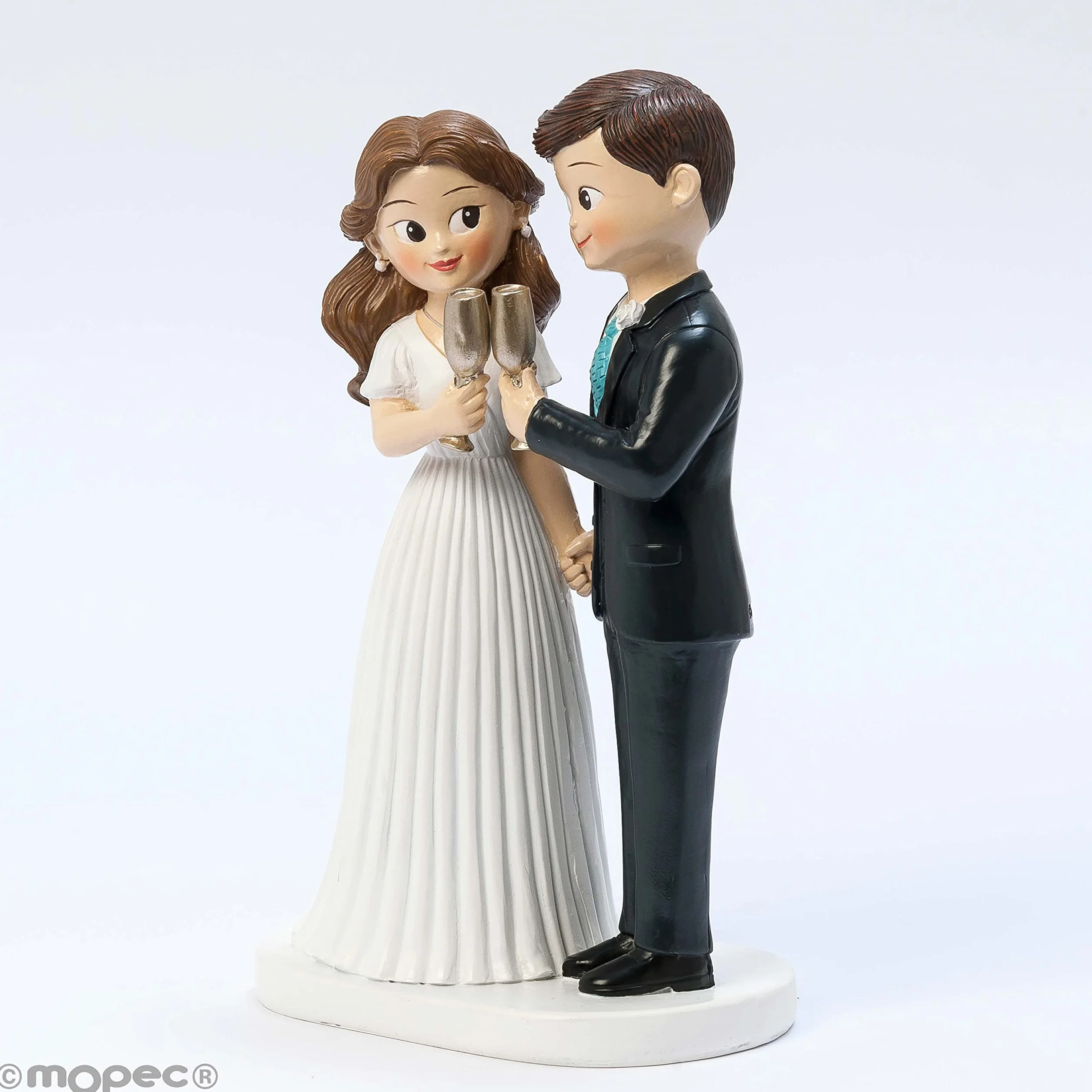 Mopec Y218 Figura Tarta Novios Brindis, Novio Moreno 19,5 x 11,8cm.
