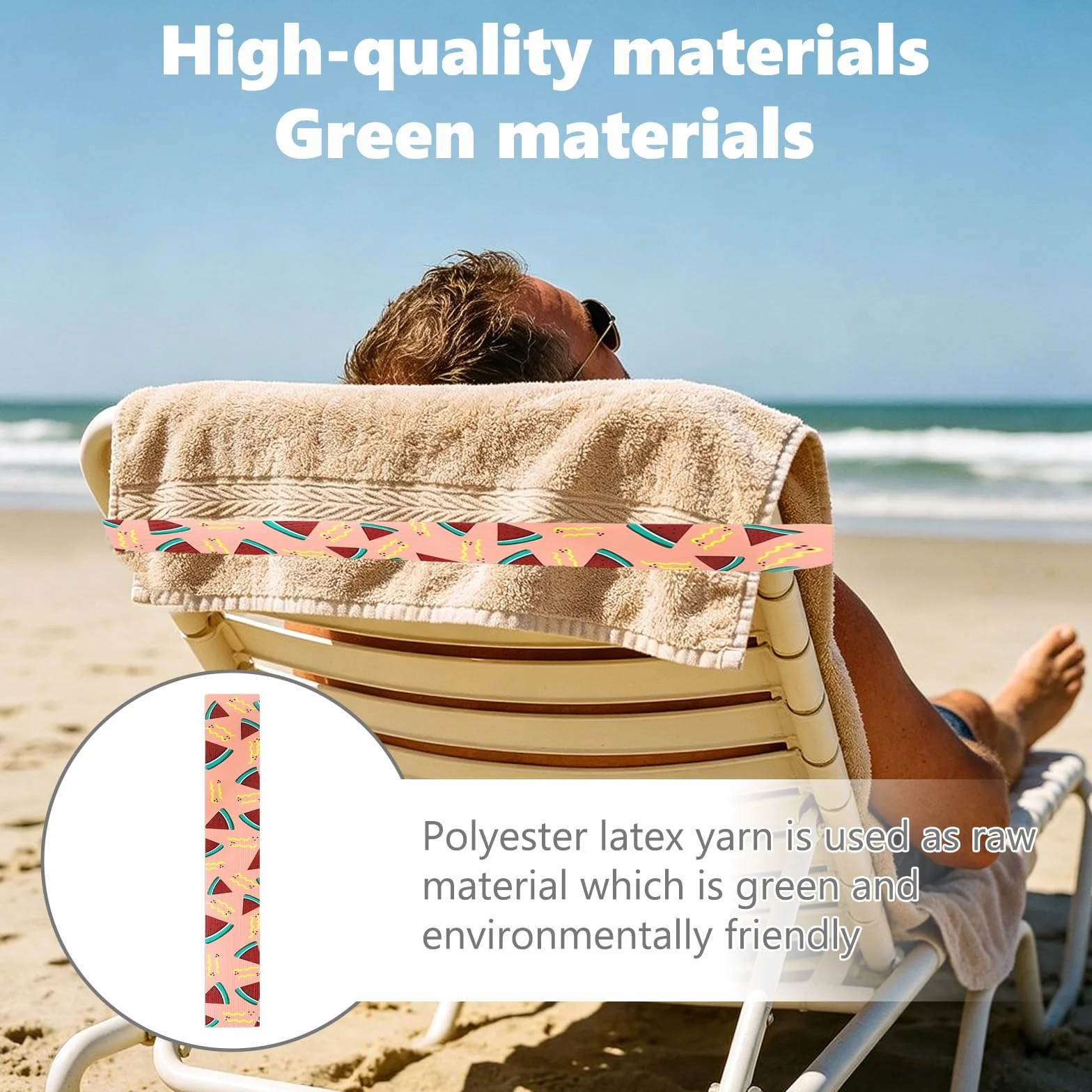 4 Piezas Bandas Elásticas para Sillas de Playa, Correas de Fijación Firme para Crucero, Antiviento Clips de Toalla para Tumbonas, Silla Piscina, 5 x 30cm