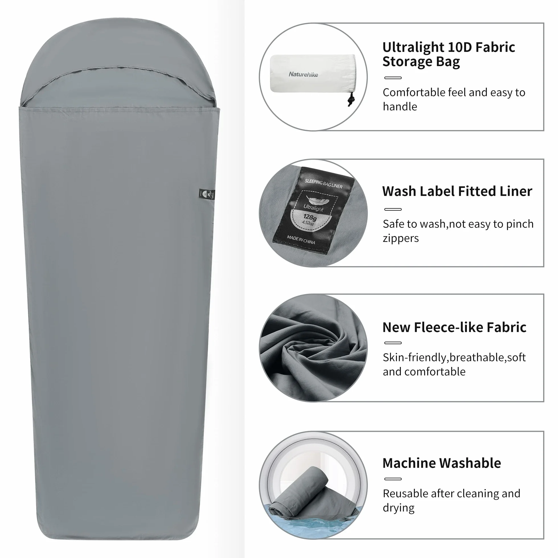 Naturehike Saco de Dormir Ultraligero 128g Manta de Viaje para Cabaña Mochileros Camping