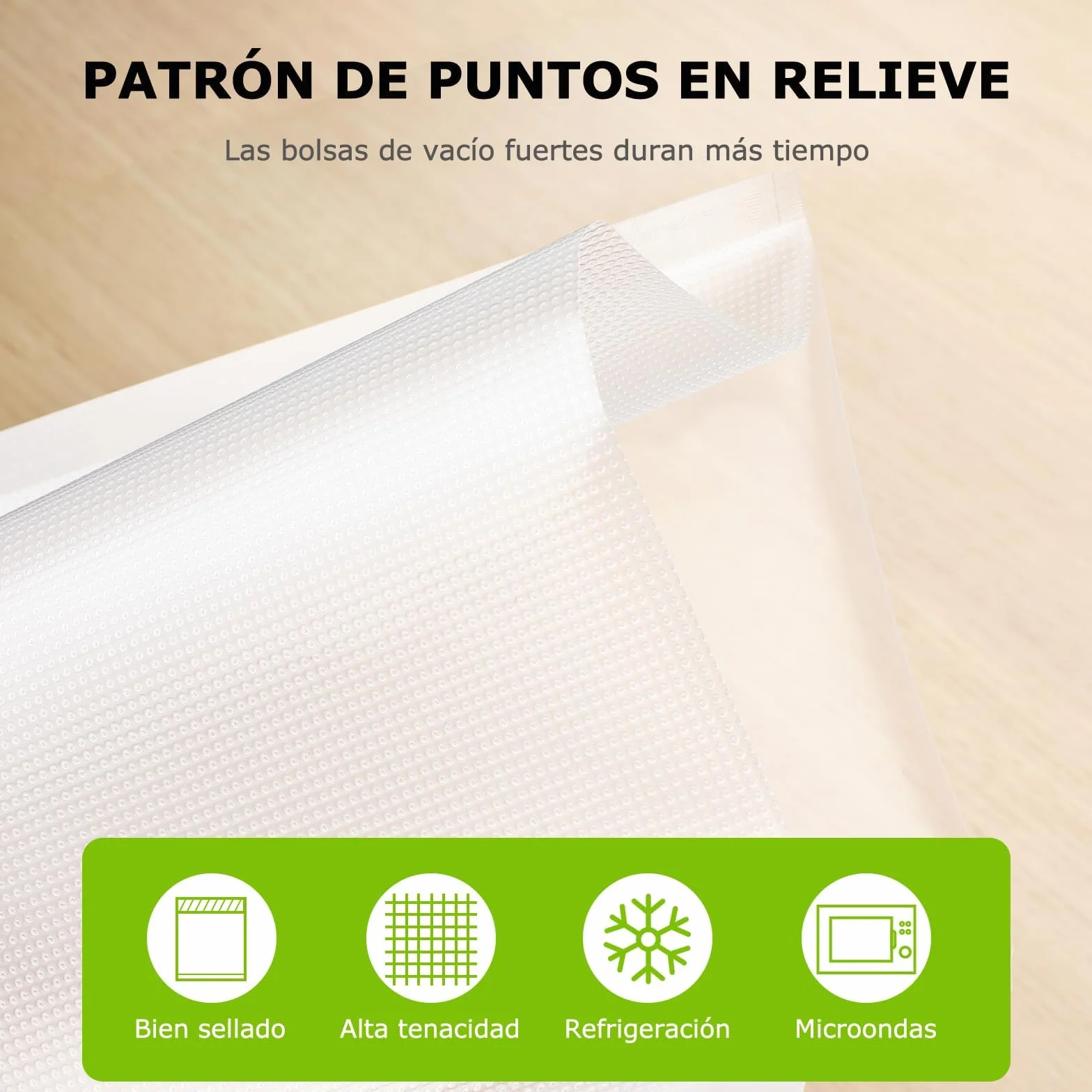 Bonsenkitchen - Bolsas de vacío para alimentos (100 bolsas, 20x30cm, para máquina al vacío, bolsas de PVC para hacer el vacío de aire con gofres para la conservación de alimentos y la cocción, VB3205