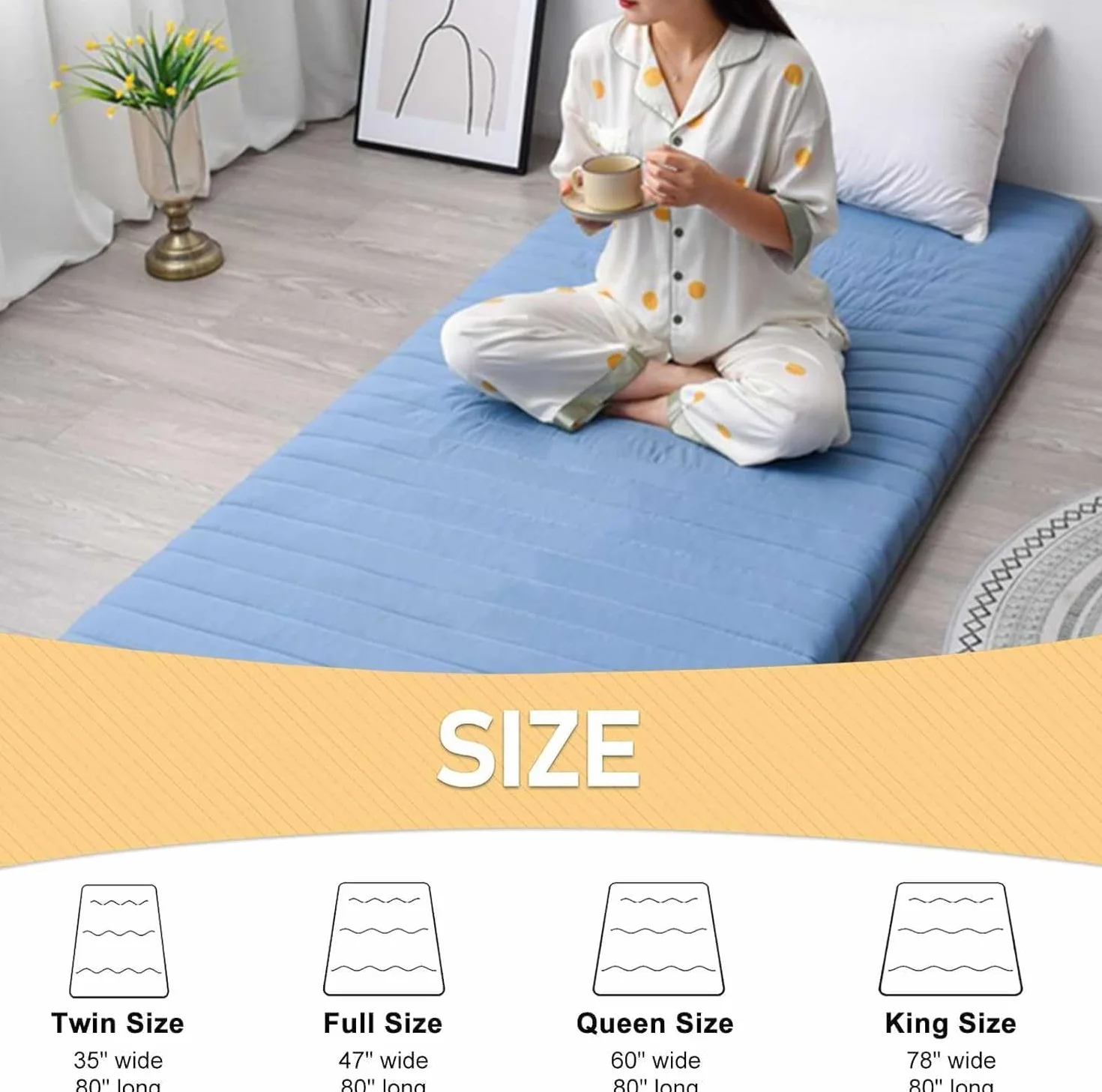 Colchón Individual para El Suelo con Bolsa De Almacenamiento Al Vacío Reutilizable - Tatami Japonés Colchoneta Futón De Algodón Enrollable Cama De Invitados Plegable (90x190CM,Rosa)