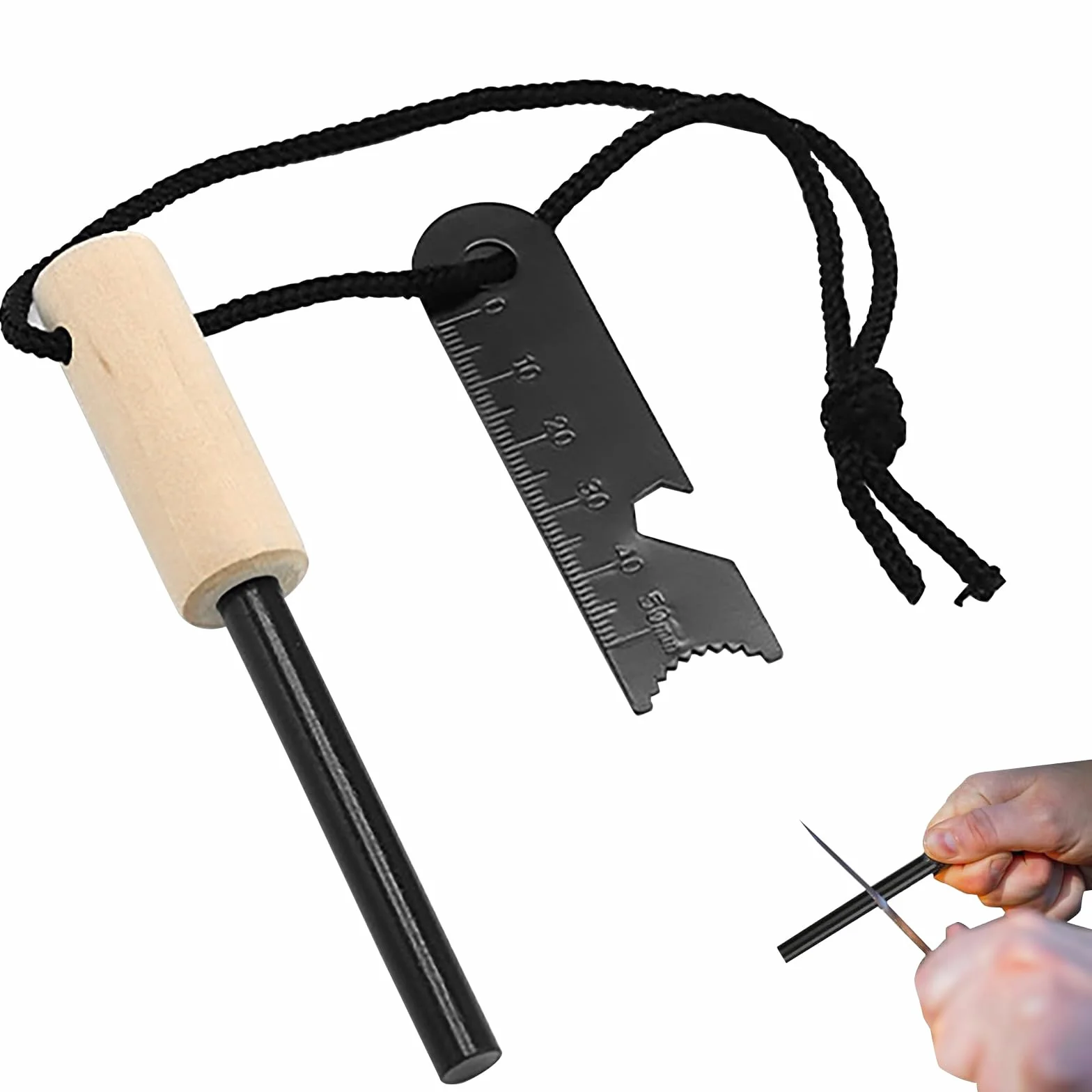 Survival Fire Steel - Kit de iniciación de fuego de acero, barra de ferrocerio de magnesio con raspador y silbato para camping