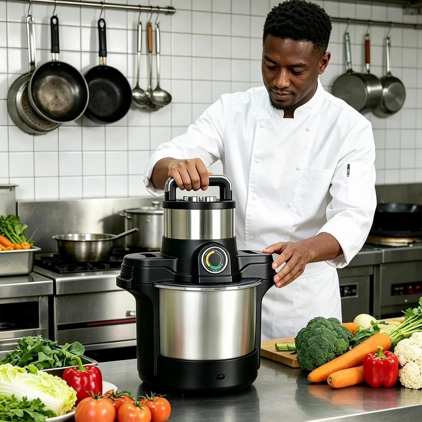 Procesador de alimentos y picadora de carne de acero inoxidable de 220 V 1600 W, 6 litros