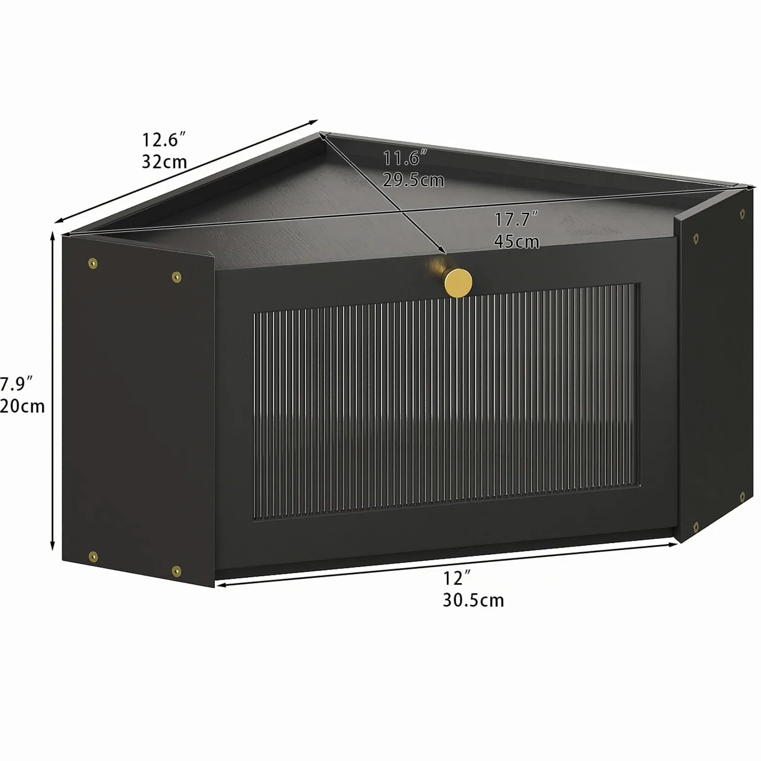 VEDECASA Panera de esquina para cocina de bambú con puerta acrílica transparente, cesta de pan negra para esquinas de cocina, gran fiambrera en diseño rústico, 32 x 32 x 20 cm