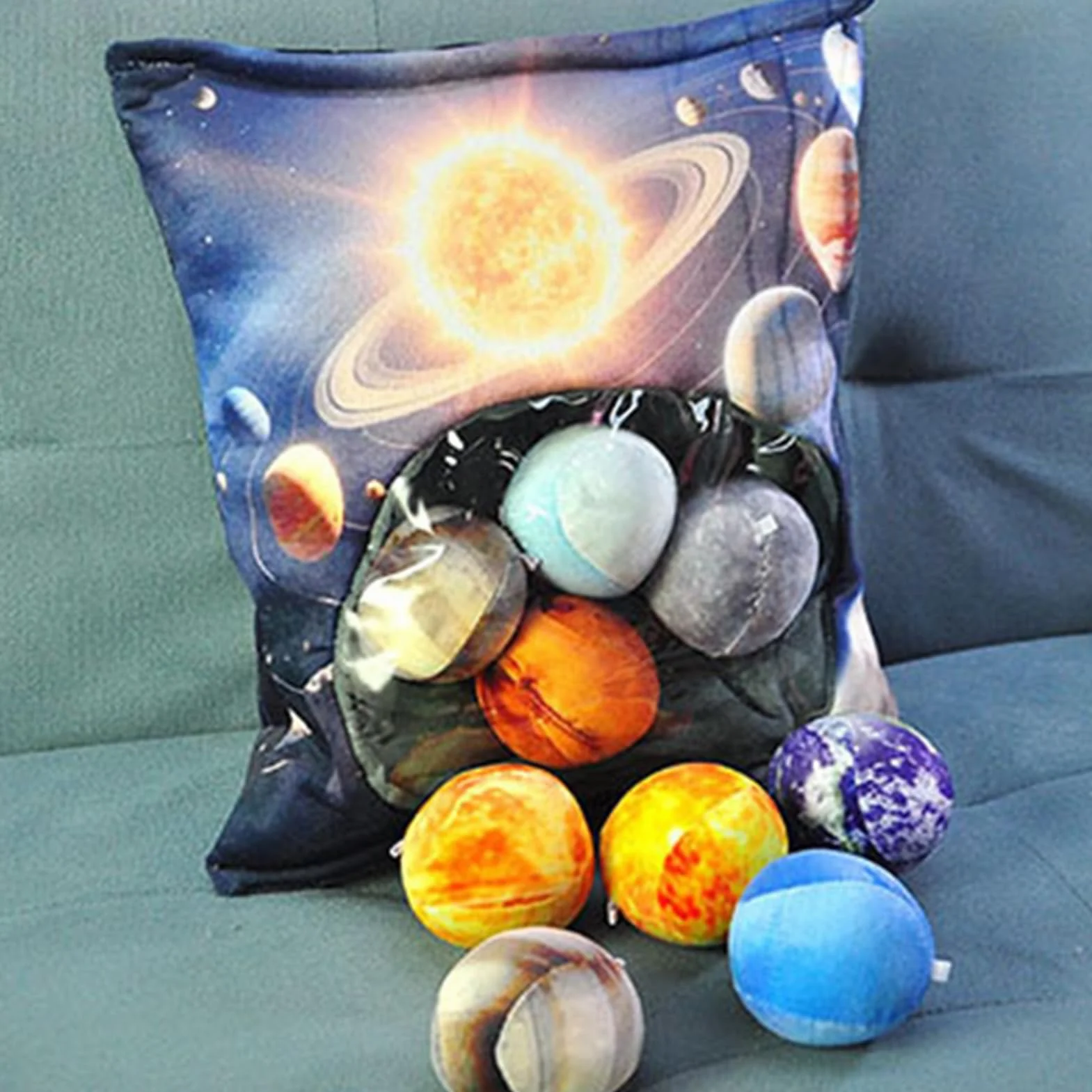 Genérico Almohada de Planetas - Almohadilla De Peluche Suave Y,Juego de Ocho Planetas Peluche Almohada para - para Sala Dormitorio Cuarto Bebé Sofá Cama Niños
