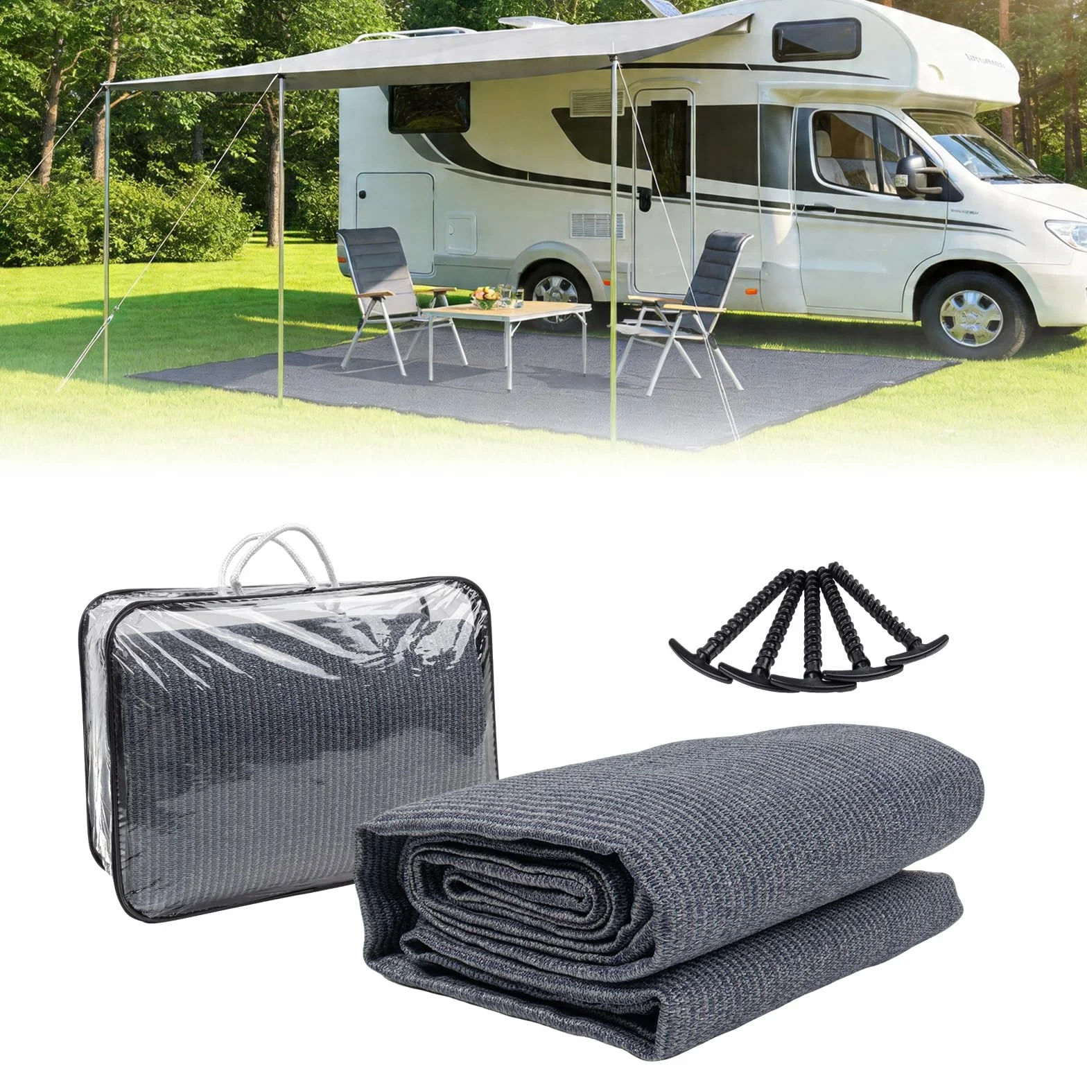 Cool Area Alfombra de Camping Exterior Transpirable con Bolsa y Clavos