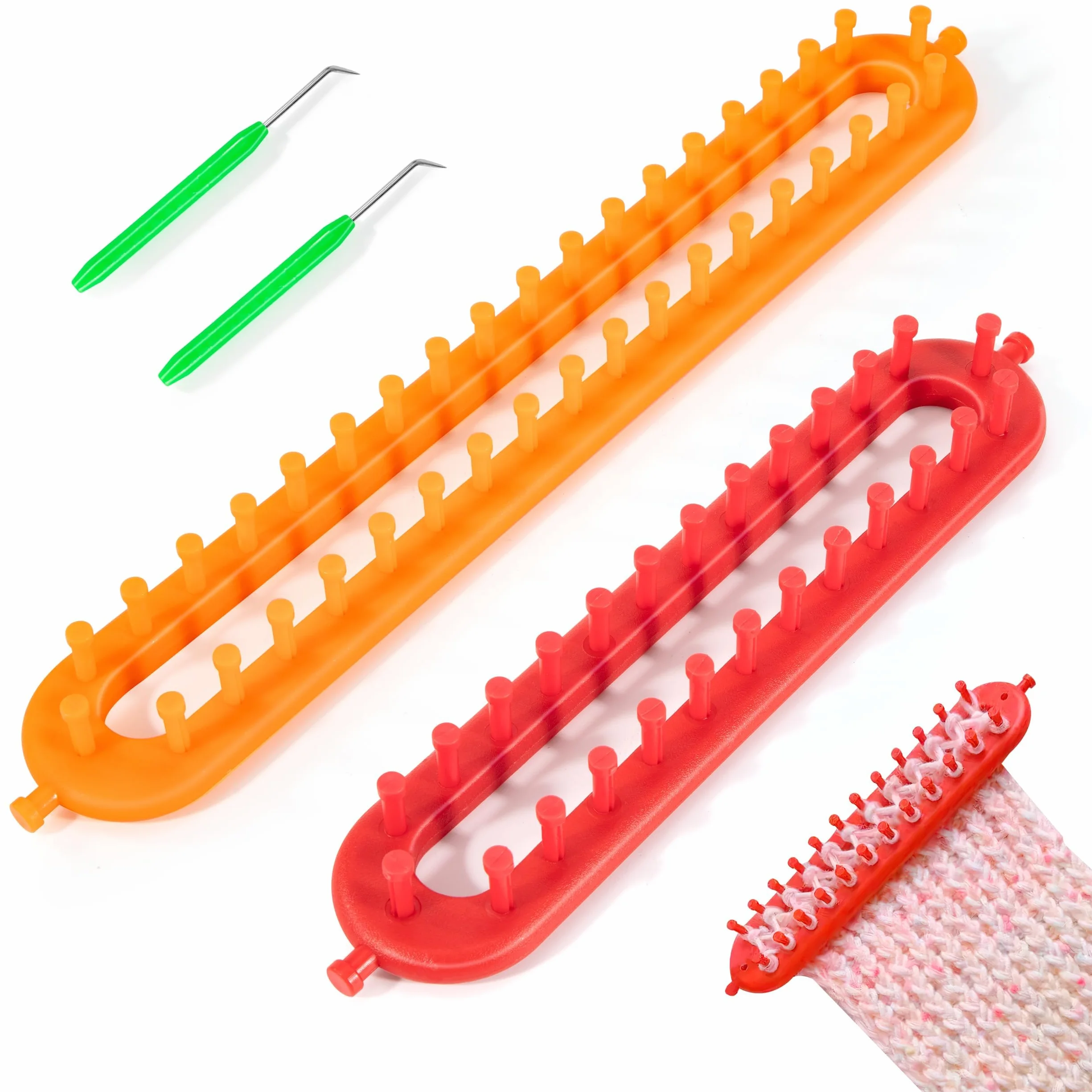 Jesustree Telares De Tejer Máquina De Tricotar Bufandas Telares Conjunto Con Agujas De Tejer Y Agujas De Crochet Para Niños Adultos Principiantes Hacer Calcetines Bufandas Gorros 2 Juego