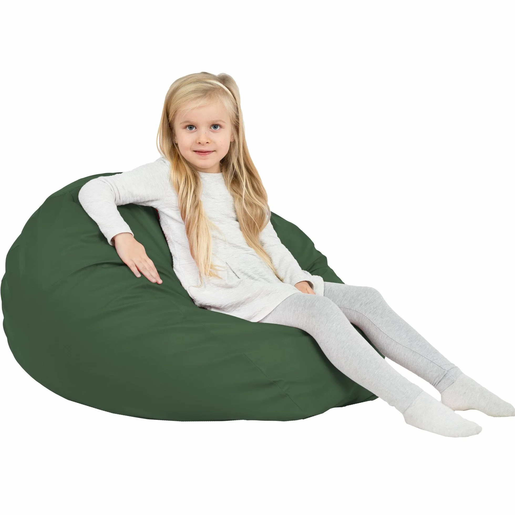 Puff Pera L, Polipiel, Puff Infantiles con Relleno Incluido, Interior, Bolsa de Frijoles, Sillón, Certificado, Verde Oscuro
