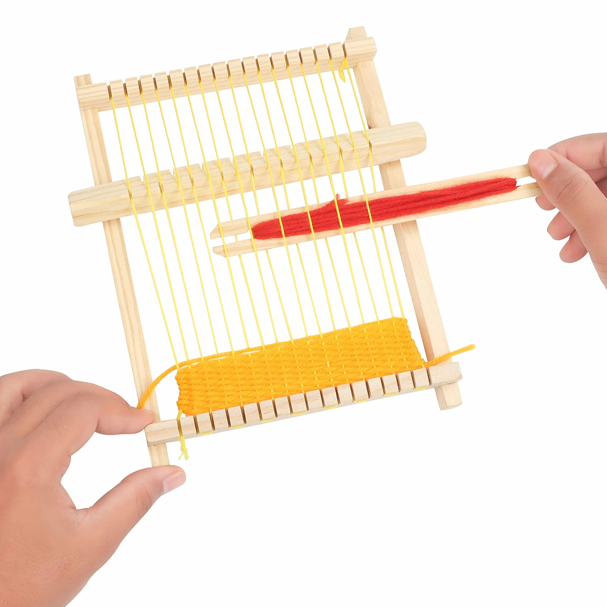 Telar de Madera 16,5 x 21,7 cm – Telar Marco Grande para Múltiples Manualidades Hilos Mixtos, Vara de Ajuste, Peine, Lanzadera e Hilo de Nailon – Kit para Principiantes