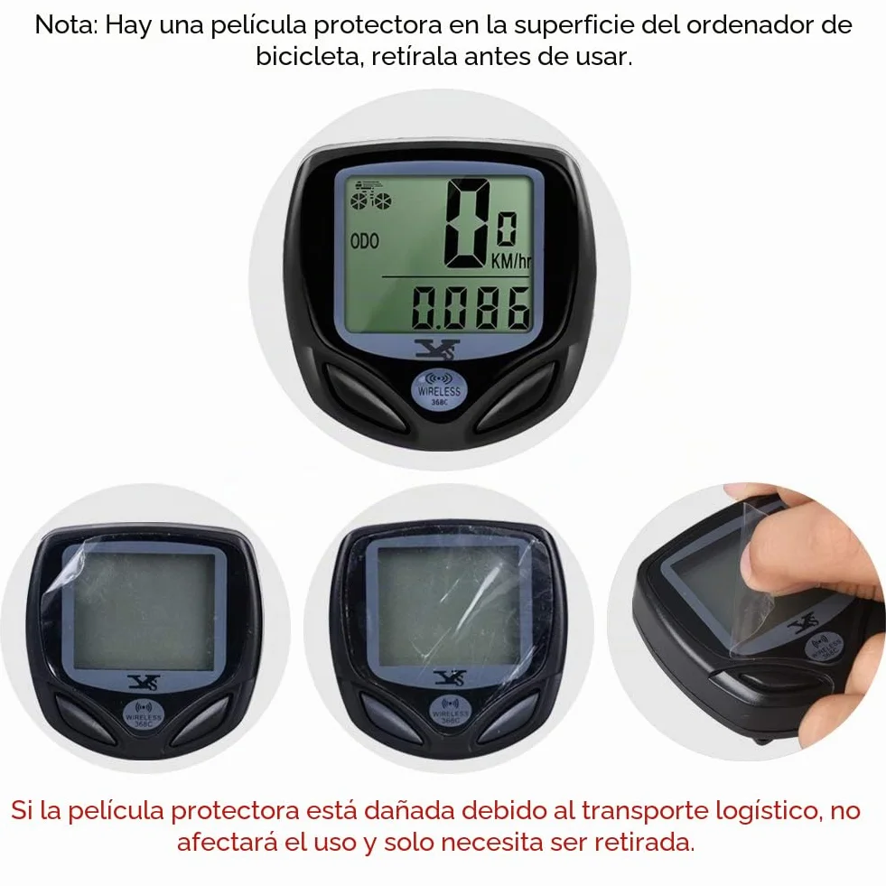 Velocímetro de bicicleta inalámbrico impermeable con odómetro multifunción LCD retroiluminado