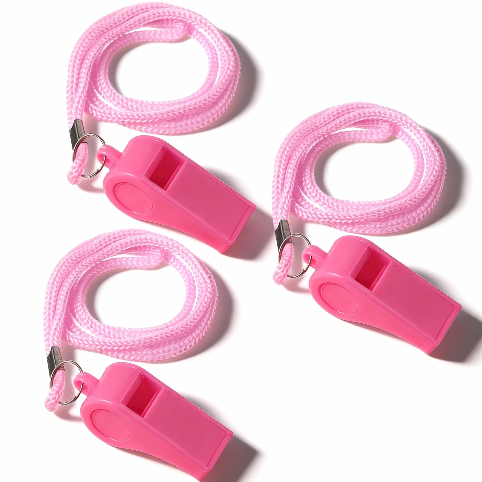 Silbatos deportivos con correa para el cuello, silbato de plástico, sonido claro y fuerte, para entrenador, árbitro, deporte escolar