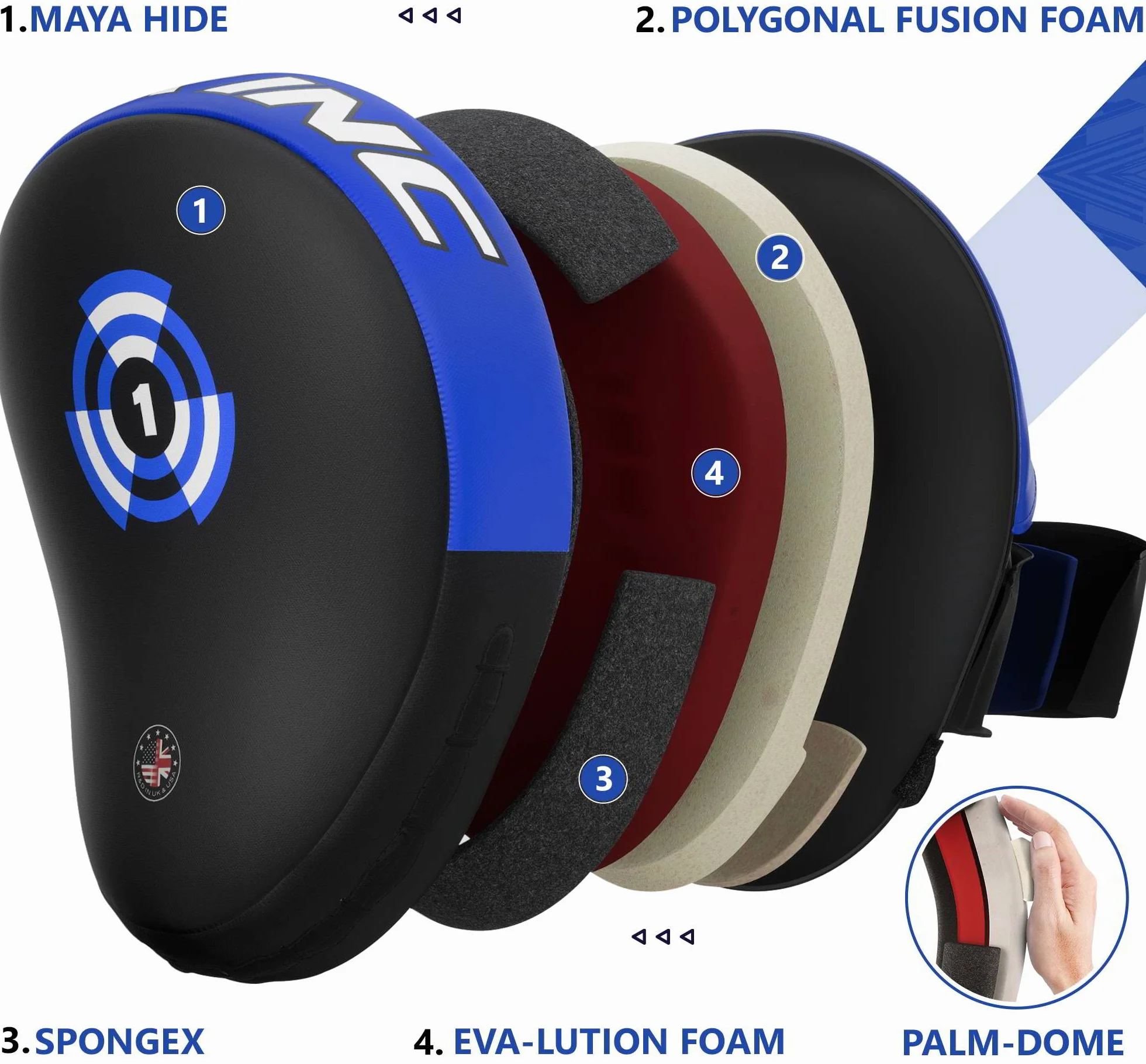 RDX Kamf Sport Cajas Pads Mano Boxpads Kickboxing Thaipads Manoplas Impacto Cojín, Weiß