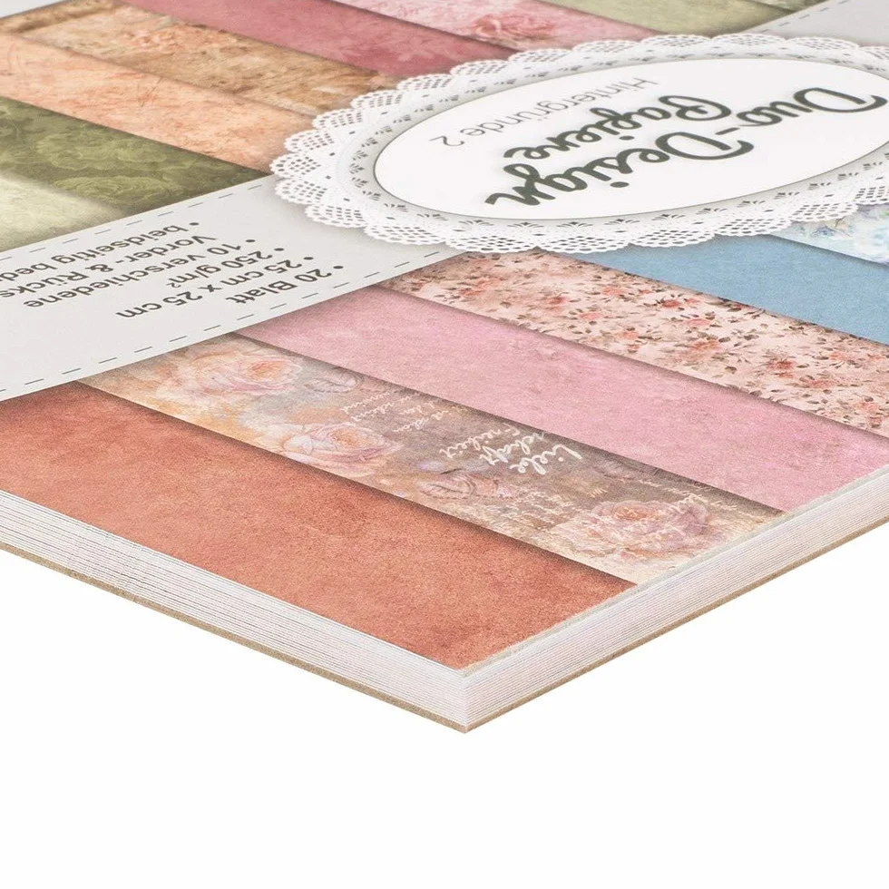 Ideen mit Herz Papeles Duo-Design | Bloc con 20 Hojas de Craft | 25 x 25 cm | 250g/m² | Impreso por Ambas Caras | Papel de Diseño con Motivos | Ideal para Scrapbooking (Decoración 02)