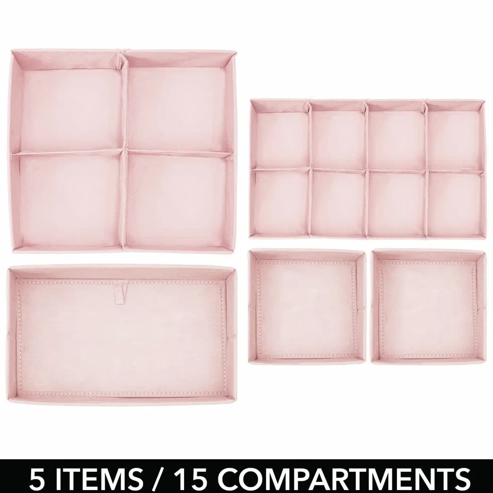 mDesign Juego de 5 cajas de almacenamiento para habitación infantil, rosa claro