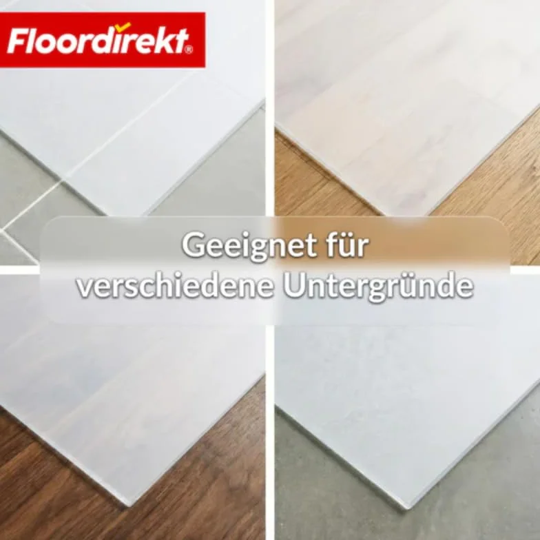 Floordirekt Esterilla protectora para suelo Neo Milky semitransparente, color blanco leche, de polipropileno (PP), para suelos duros como parqué y laminado, tamaño: 110 x 190 cm