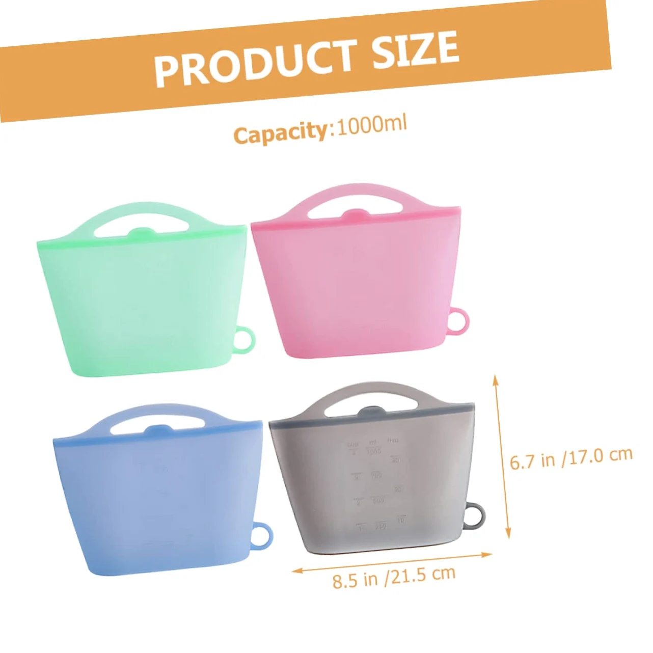 MAGICLULU Bolsas de Silicona para Alimentos 4 Piezas 1000ml Reutilizables | Cierre Hermético, Silicona de Grado Alimentario, Aptas para Congelación y Conservación, Formato Práctico