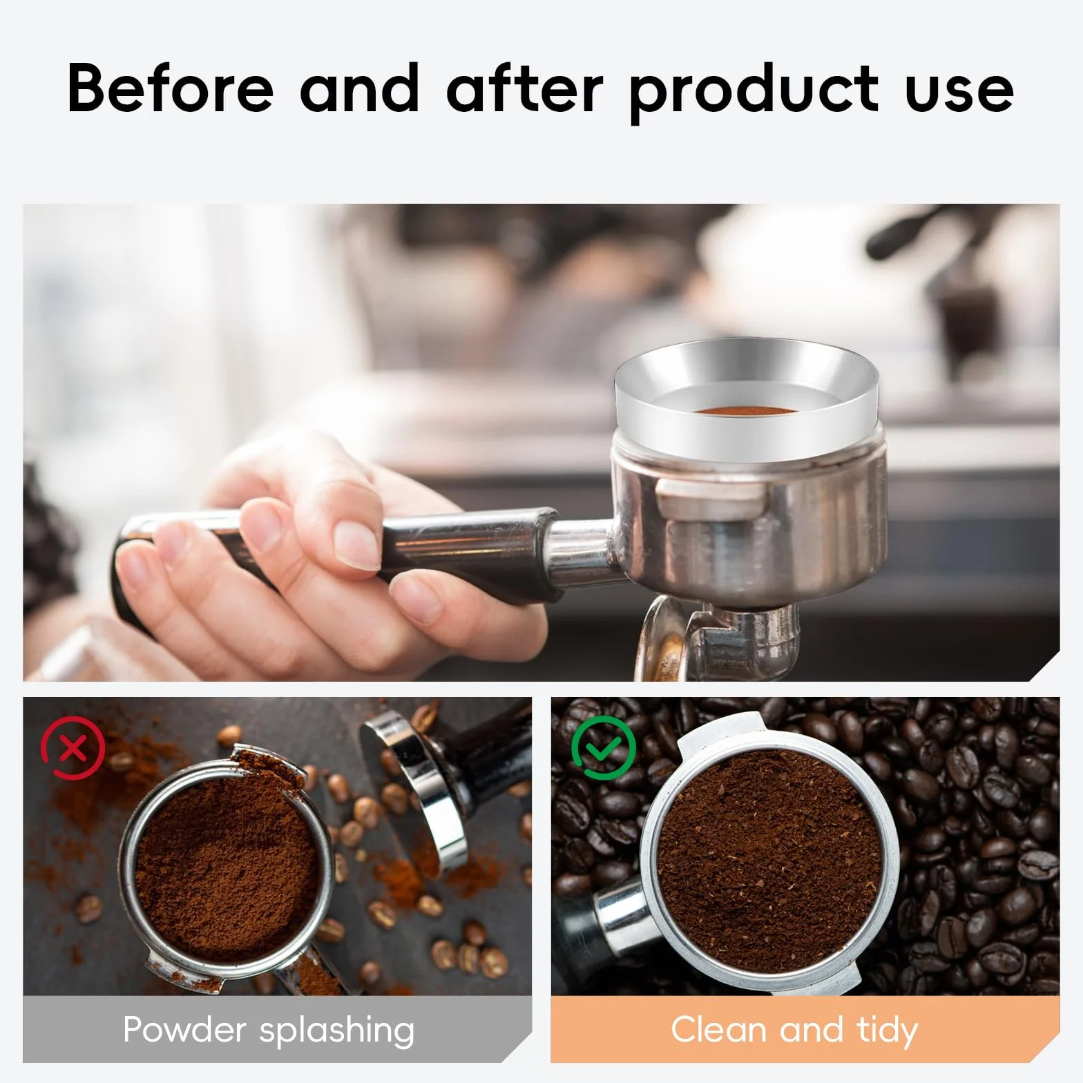 2 unidades de 51 mm de anillo dosificador de café magnético de 51 mm, embudo dosificador, accesorio portafiltros, anillo dosificador de café, embudo para cafetera, embudo de llenado exacto
