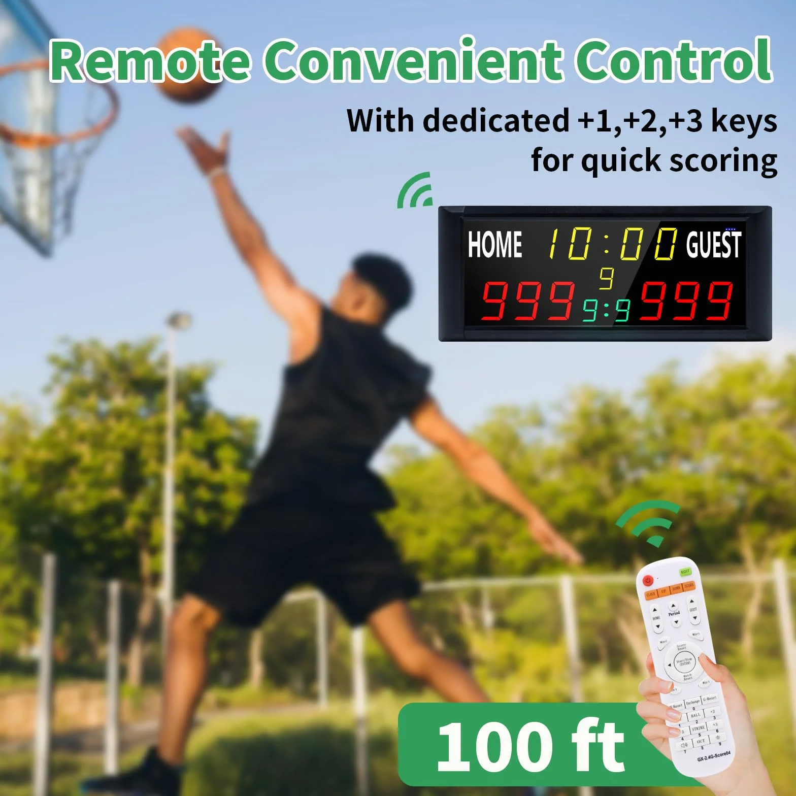 Marcador Electrónico LED de 16 Pulgadas con Control Remoto para Fútbol y Baloncesto