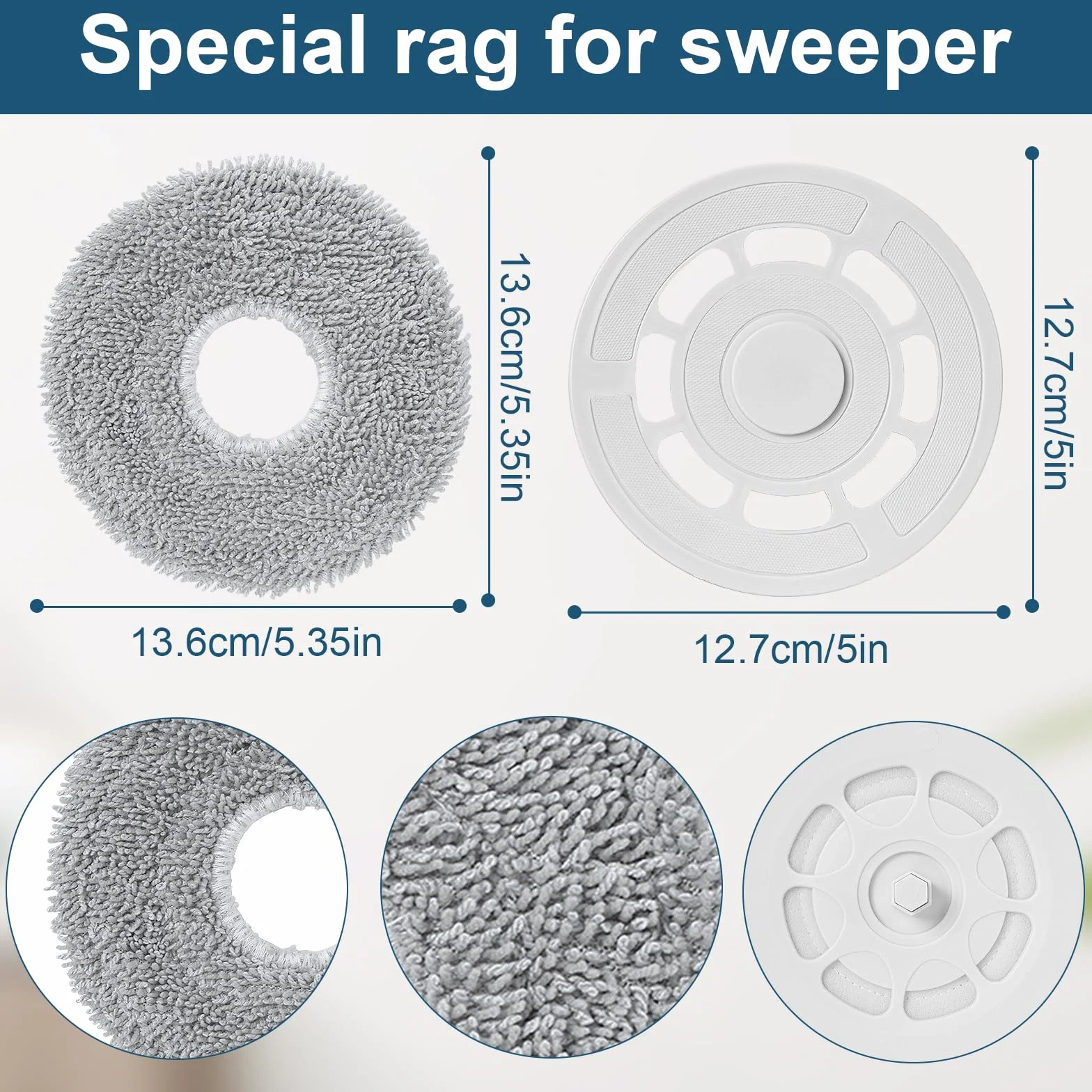 Paños de fregona con Soporte de Repuesto para Roborock Qrevo S/Qrevo Pro/Qrevo Plus/Qrevo Maxv/Qrevo Master/Qrevo Slim Aspiradora, 2 soportes de repuesto + 2 Paños de Repuesto