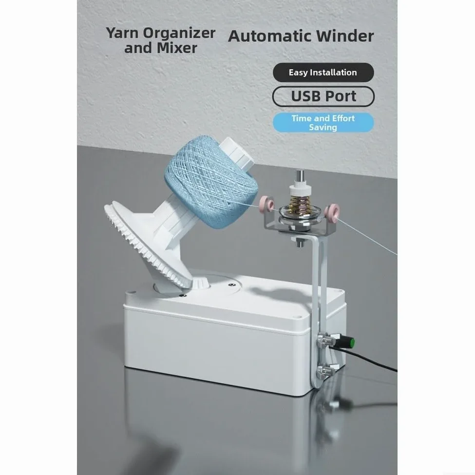 Bobinadora de hilo, bobinadora de lana eléctrica alimentada por USB con velocidad ajustable, máquina automática de bobinado de bolas de hilo, adecuada para entusiastas del tejido (versión de alta