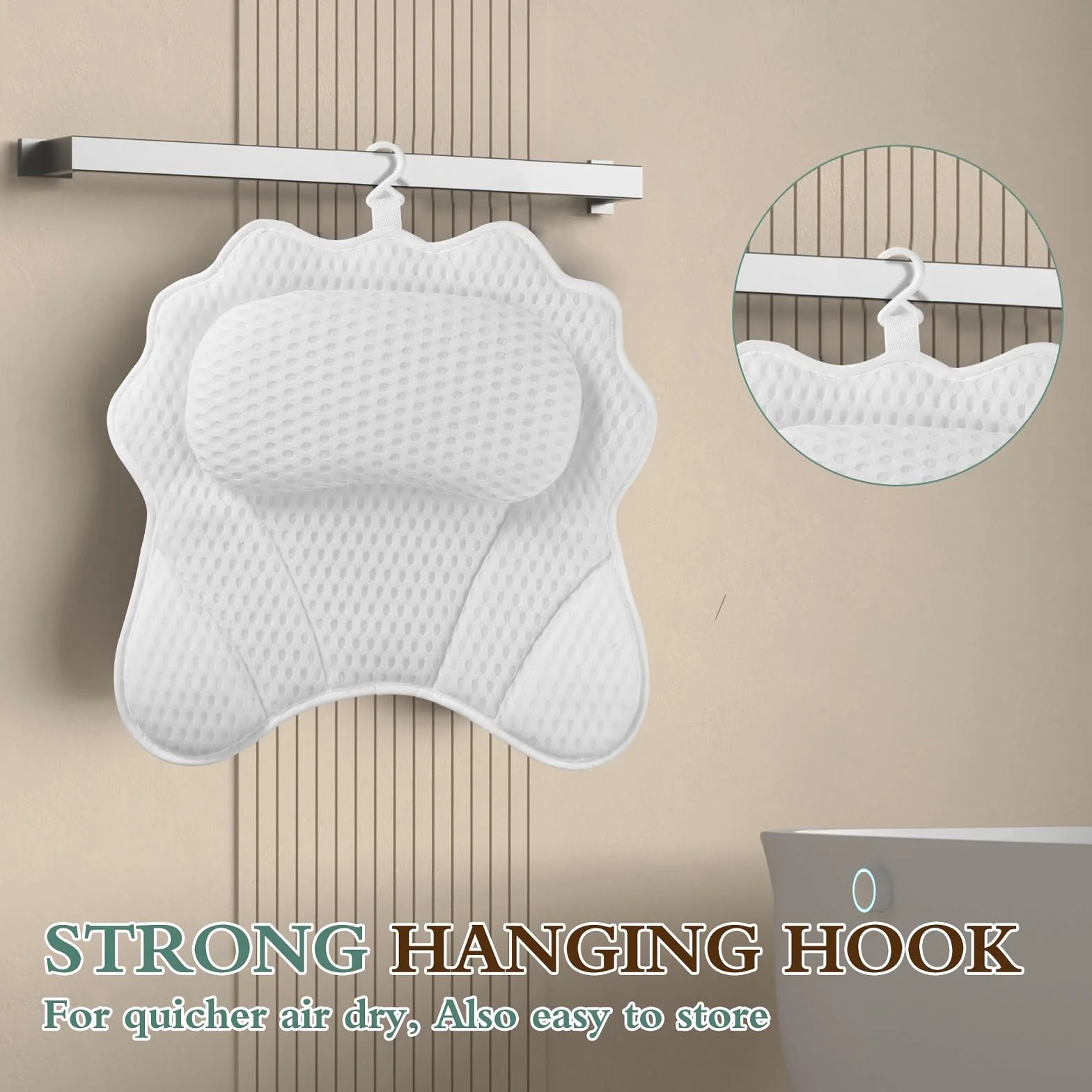 Almohada de baño para Mujeres y Hombres RUVINCE Lujosas Almohadas de baño para bañera Contiene 4 Esponja para el Cuerpo de fregado ergonómico para Cuello, Cabeza y Hombros