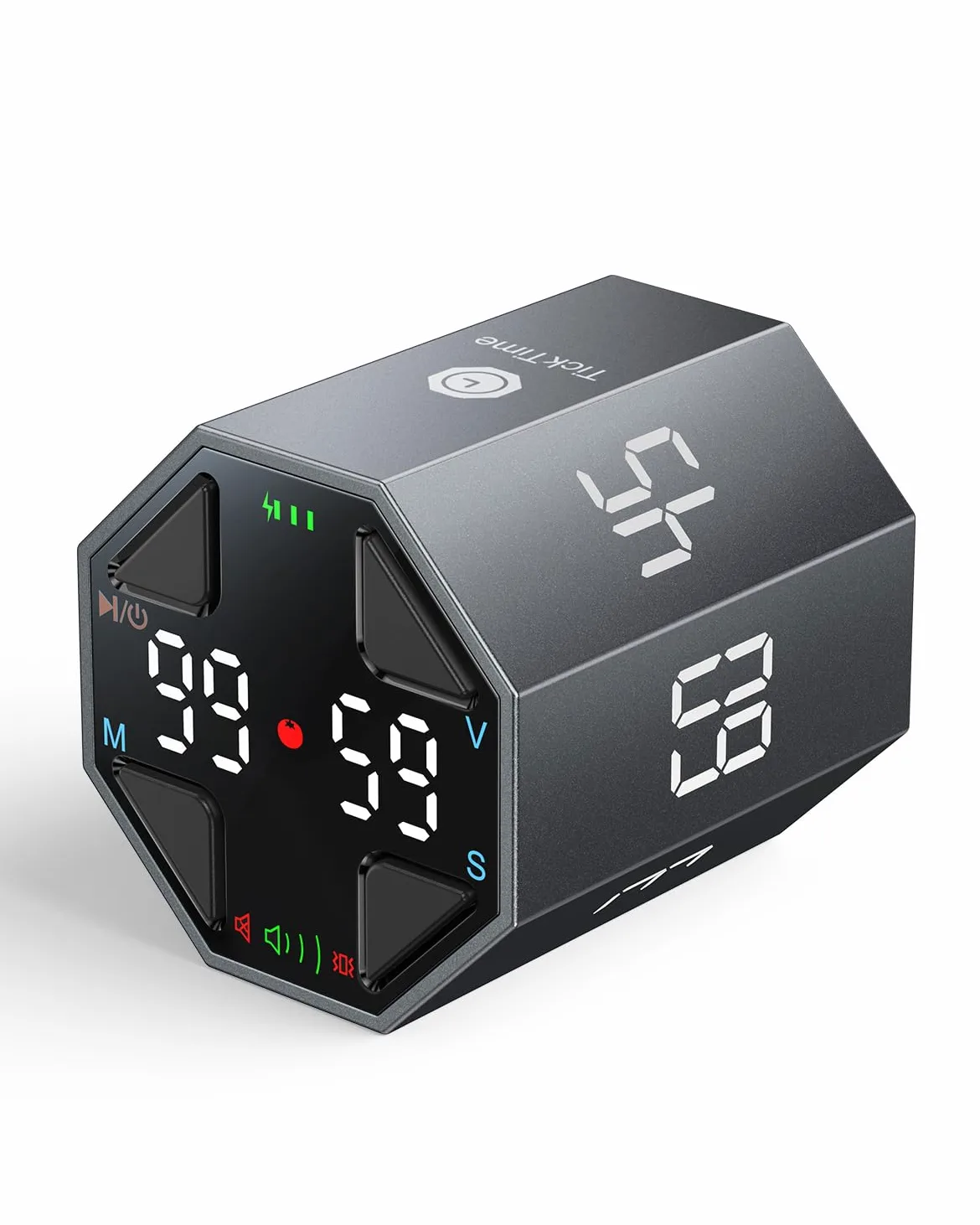 Ticktime T8 Pomodoro Timer para Enfoque, Estudio, Trabajo, Tareas, TDAH | Timer Pomodoro, Flip 3/5/10/15/30/45/60 min Countdown, Timer y Cronómetro, Pantalla Clara, 3 Avisos, Flip Pausa y Reanuda