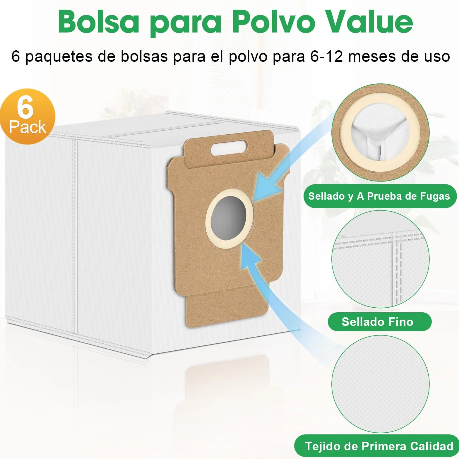 505 Accesorios Recambios para iRobot Roomba Plus 505/405 / 500/400 / 506/507 Combo Repuestos Piezas Kit 6 Bolsas Polvo 2 Cepillos Principales 6 Cepillos Laterales 4 Filtros 4 Paños
