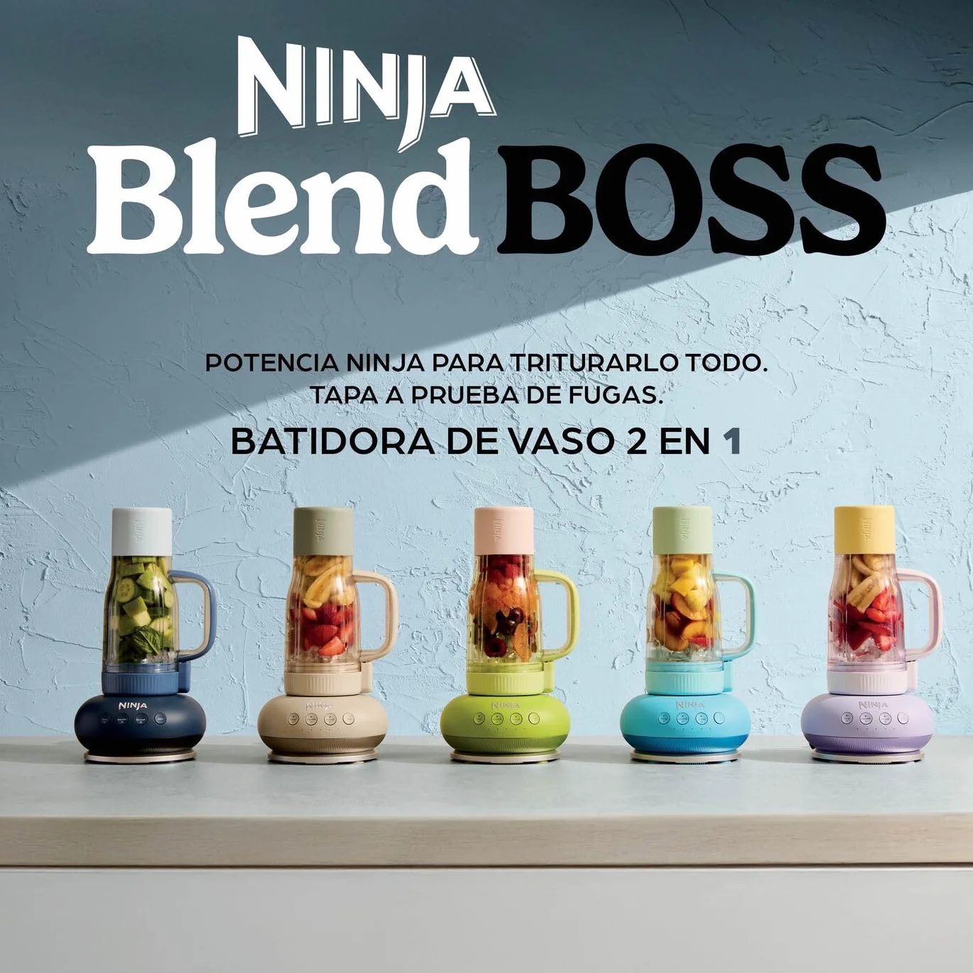 Ninja BlendBoss Batidora con vaso portátil, batidora individual con vaso extraíble, 3 preajustes automáticos, color ciberespacio DB351EUCY