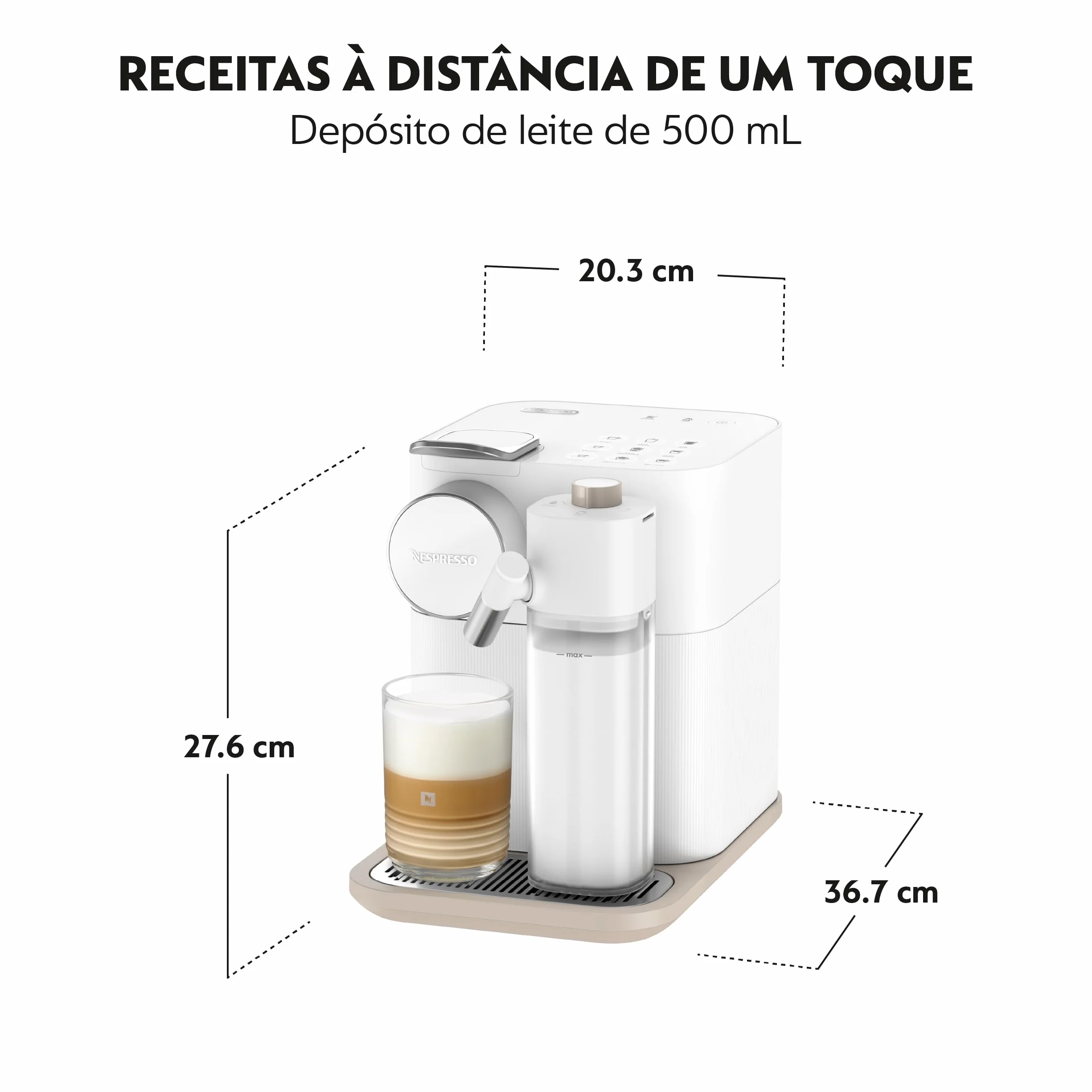 De'Longhi Nespresso Gran Lattissima EN640.W, Cafetera Automática, Cafetera de Cápsulas Monodosis, Leche Espumada Automática, Presión 19 Bares, Cappuccino, Latte, 1400W, Blanco Fresco Vitalidad
