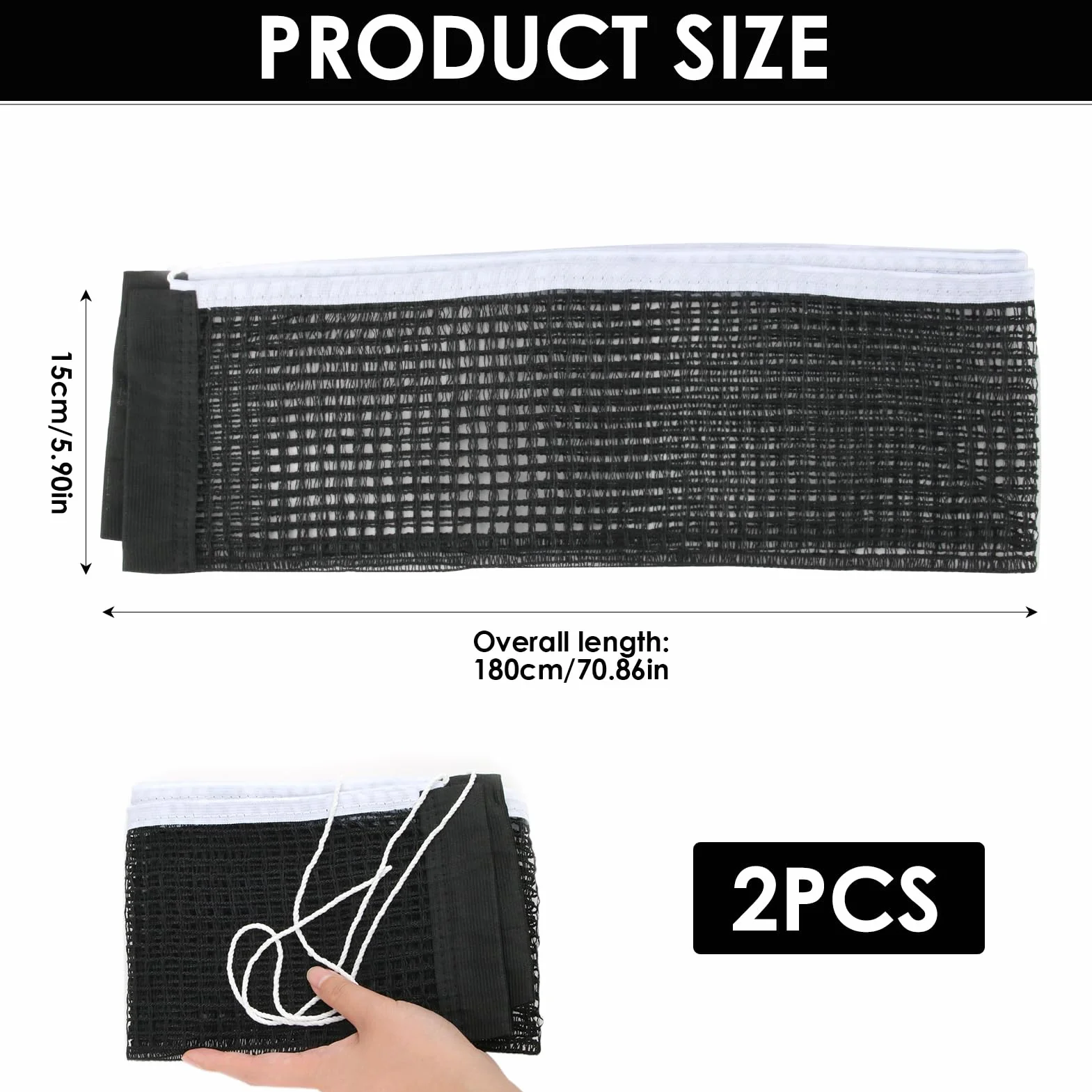 Red de Reemplazo de Tenis de Mesa Ping Pong 180 x 15cm Compatible Varios Tamaños