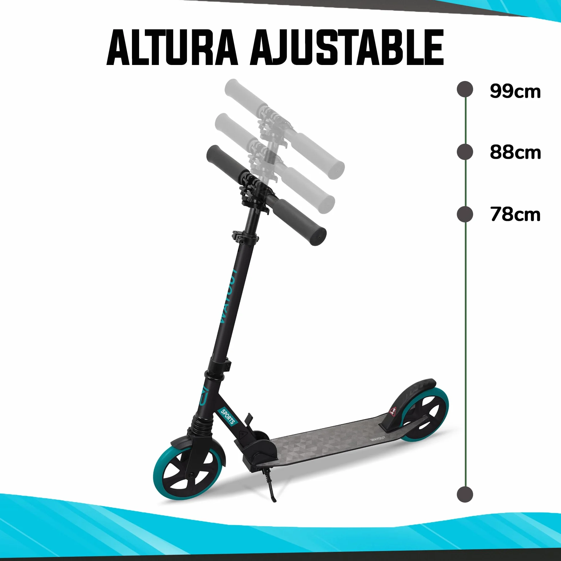 Patinete Urbano Ajustable con Ruedas 200MM y Suspensión para Niños