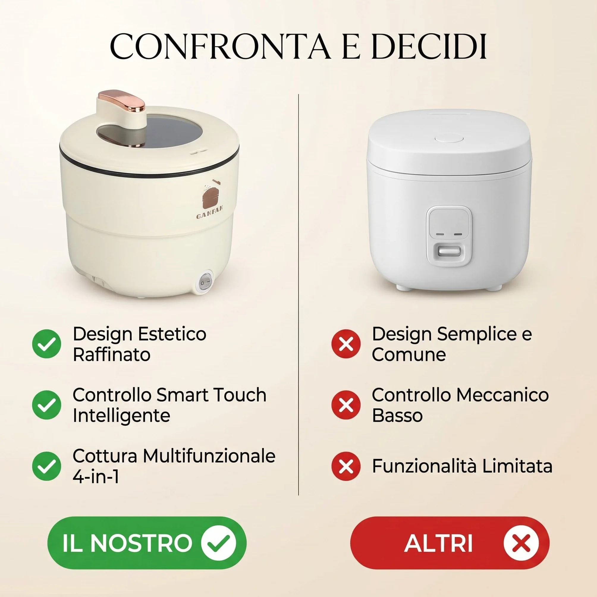 Olla arrocera eléctrica, olla eléctrica multiusos anti-combustión de 1,8 litros para sopa de fideos para cocinar más saludable (enchufe de la UE)