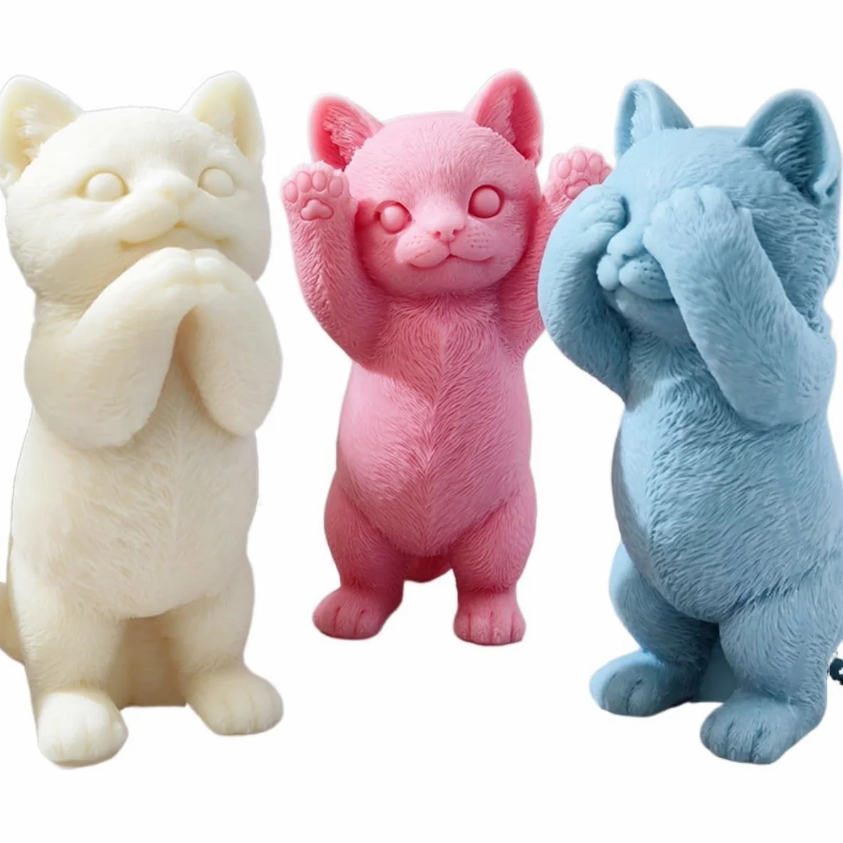 Moldes para Velas Molde de silicona for velas de gato bonito grande, soporte DIY, herramienta de fabricación de resina de jabón for mascotas, molde de pastel de Chocolate de animales, muñeco de yeso,