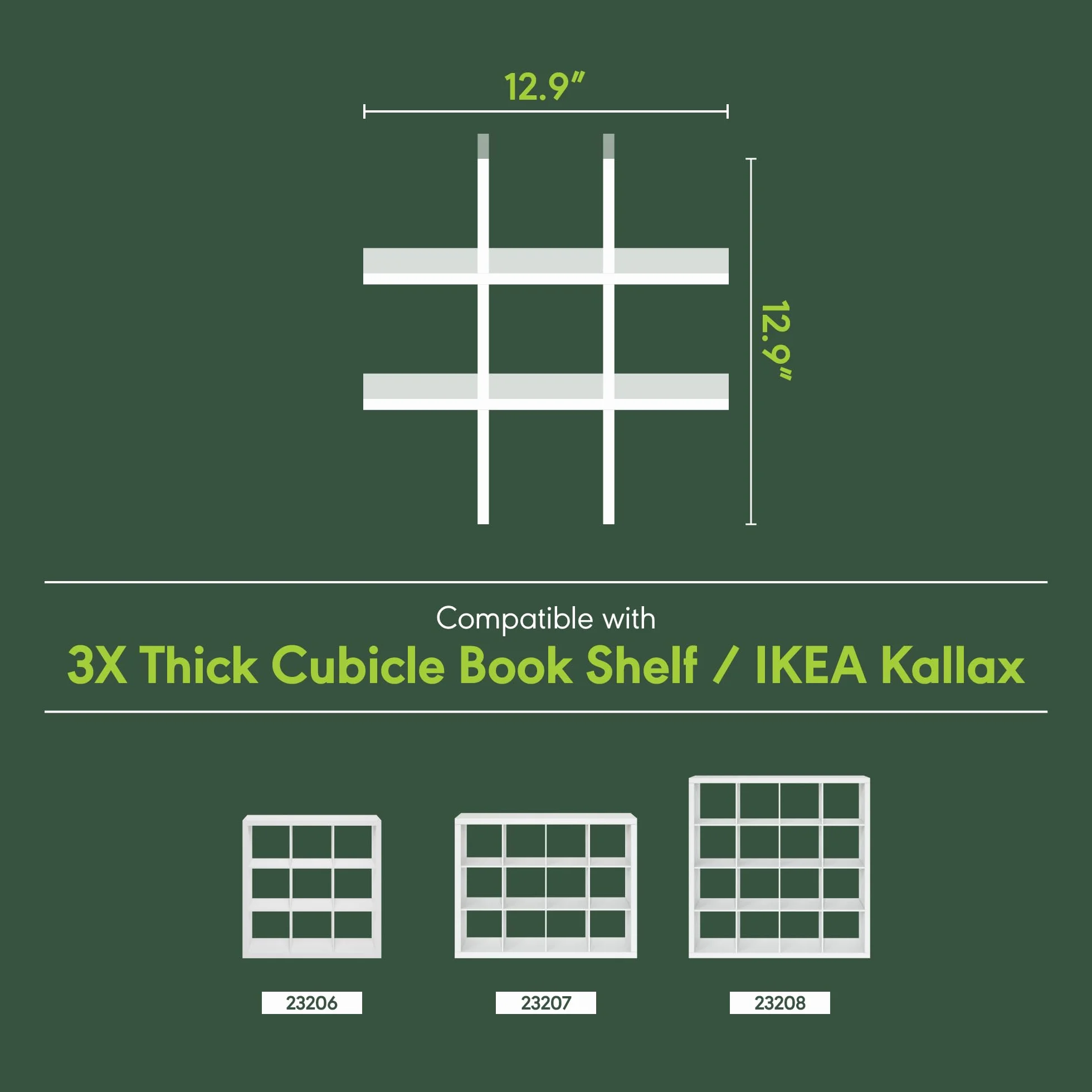 Furinno Cubicle Inserto para Cubo, Organizador de Cubos de 9 Compartimentos, Accesorio de repisa, Compatible con Furinno Triple Thick Cubes y IKEA Kallax, para organización y Almacenamiento, Blanco