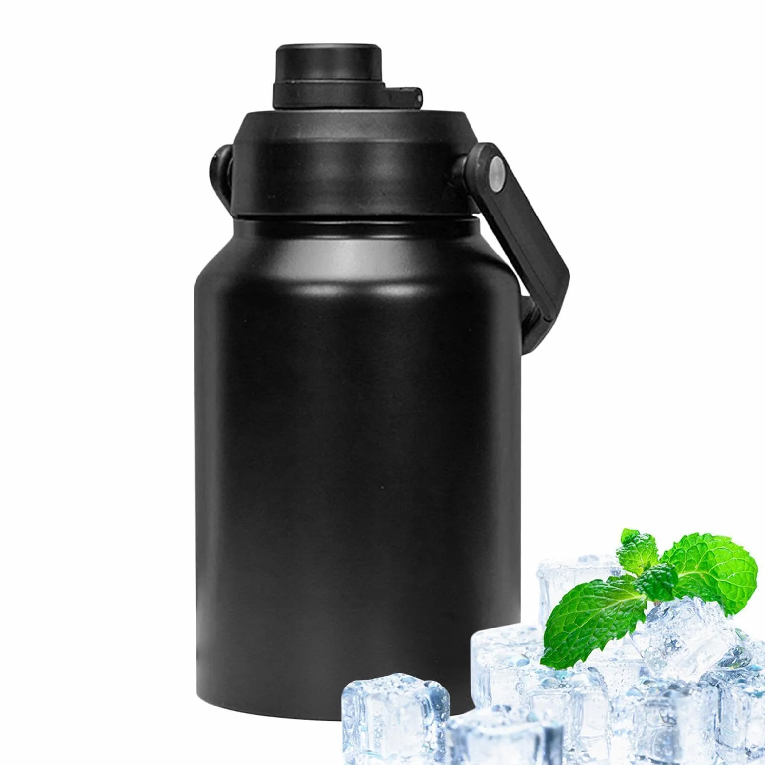 Botella de agua de galón | Botella de agua de acero inoxidable de cuello | ancho | Jarra aislada al vacío de dos pisos para bebidas frías para , senderismo, camping