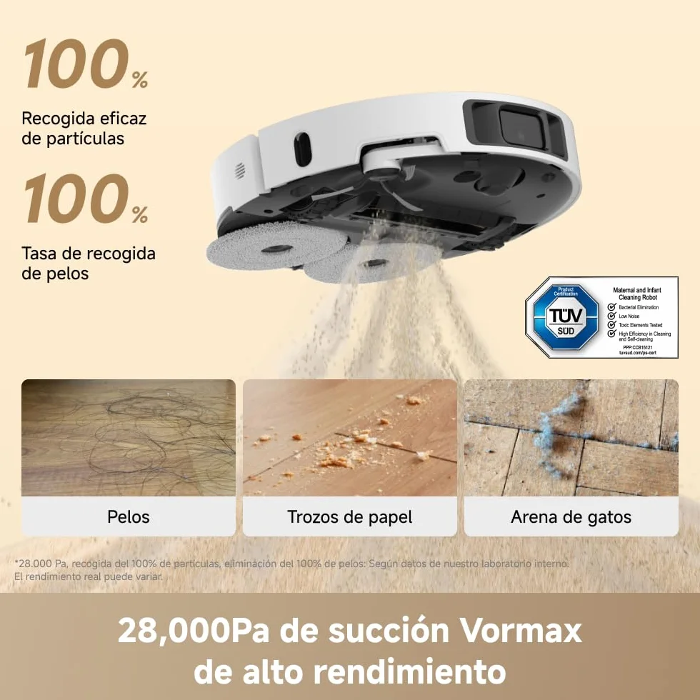 DREAME L50 Ultra Ae Robot Aspirador y Fregasuelos, 100 Días de Vaciado Automático, Mopas con Autolimpieza a Alta Temperatura, 28.000 Pa de Succión, Limpia a Fondo Esquinas y Bordes.