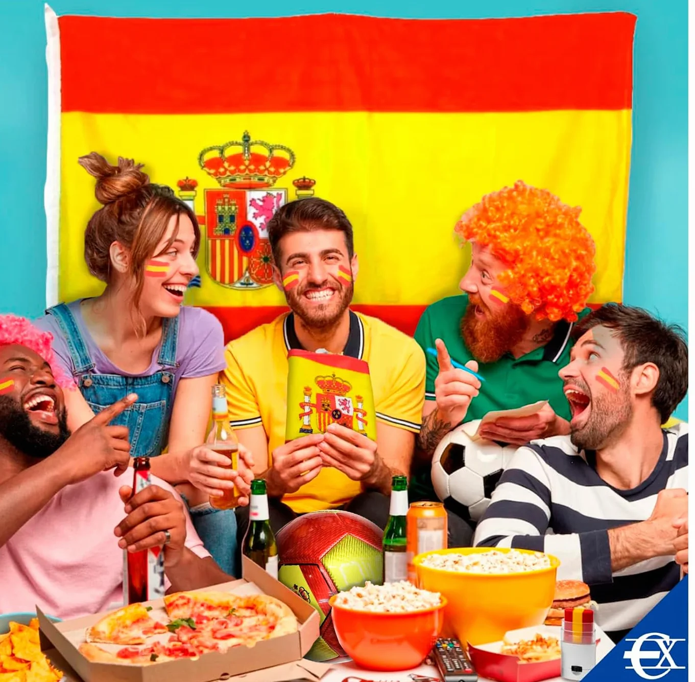 EUROXANTY Lote de la Selección Española Bandera de España 90x150cm 90x60 cm Pintura de Cara Pelota Bufanda