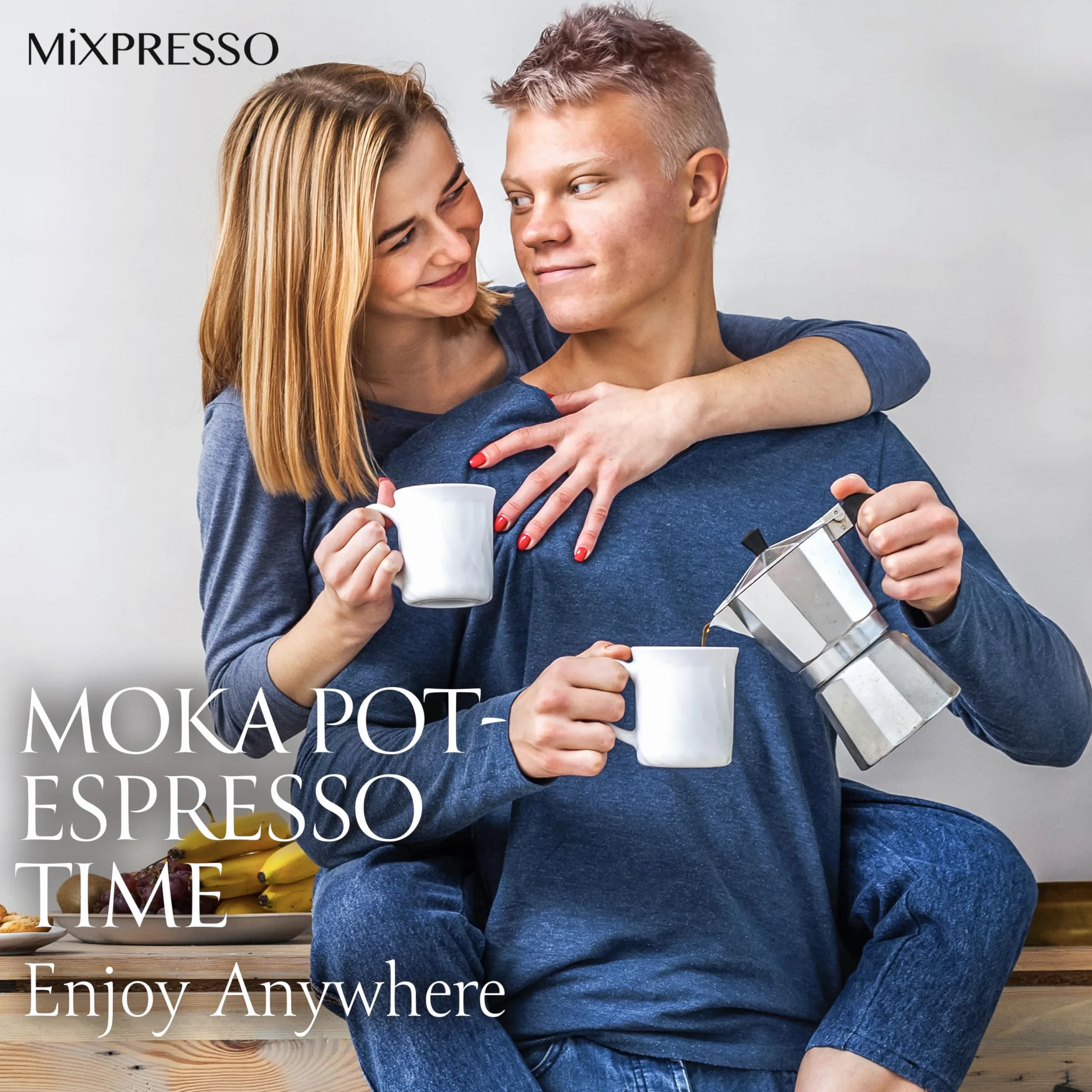 Mixpresso Cafetera de aluminio para 6 tazas, cafetera Moka Pot para preparar café italiano y cubano, cafetera italiana clásica, cafetera espresso Greca, cafetera de camping de 10 onzas