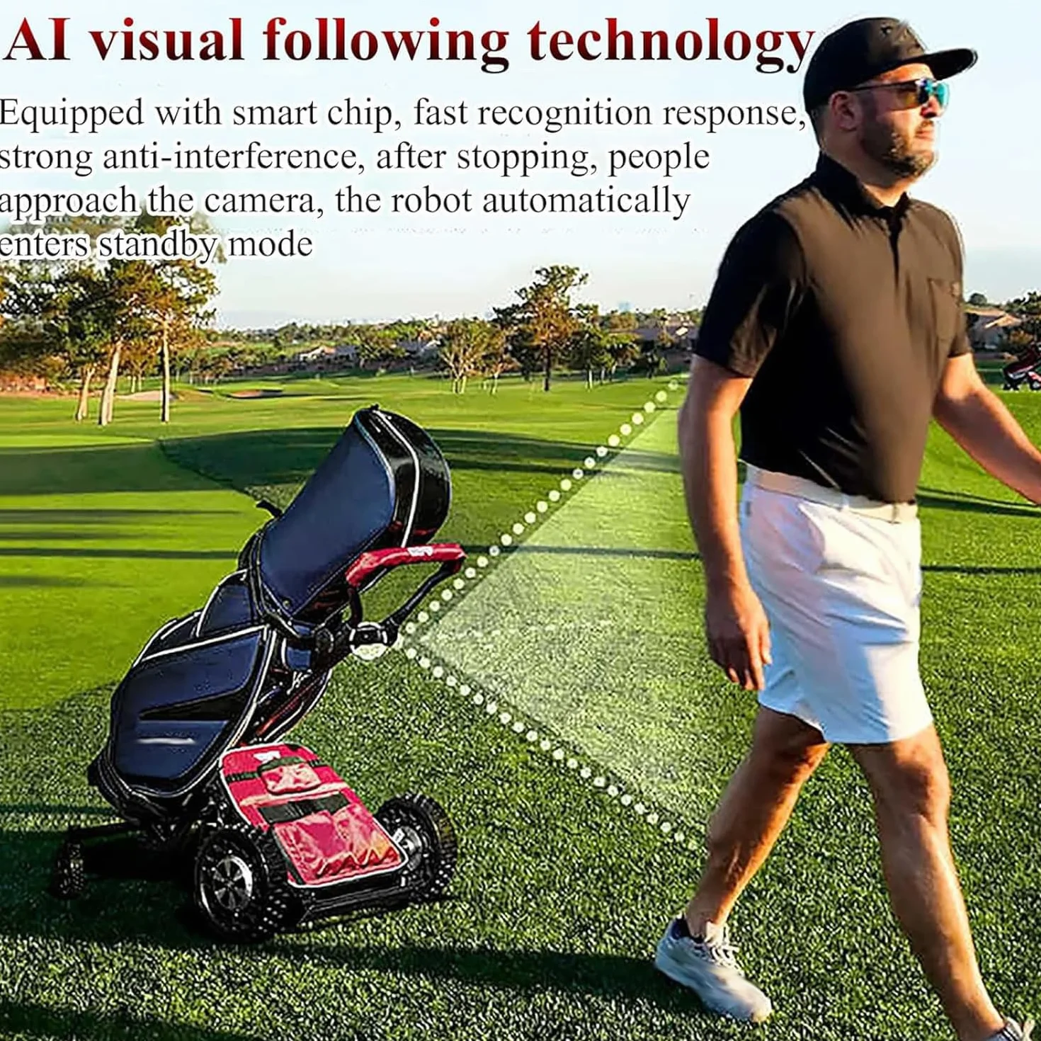 Carrito de Golf Eléctrico Robótico Inteligente con Control Remoto, Seguimiento Automático y Batería de 27 Hoyos