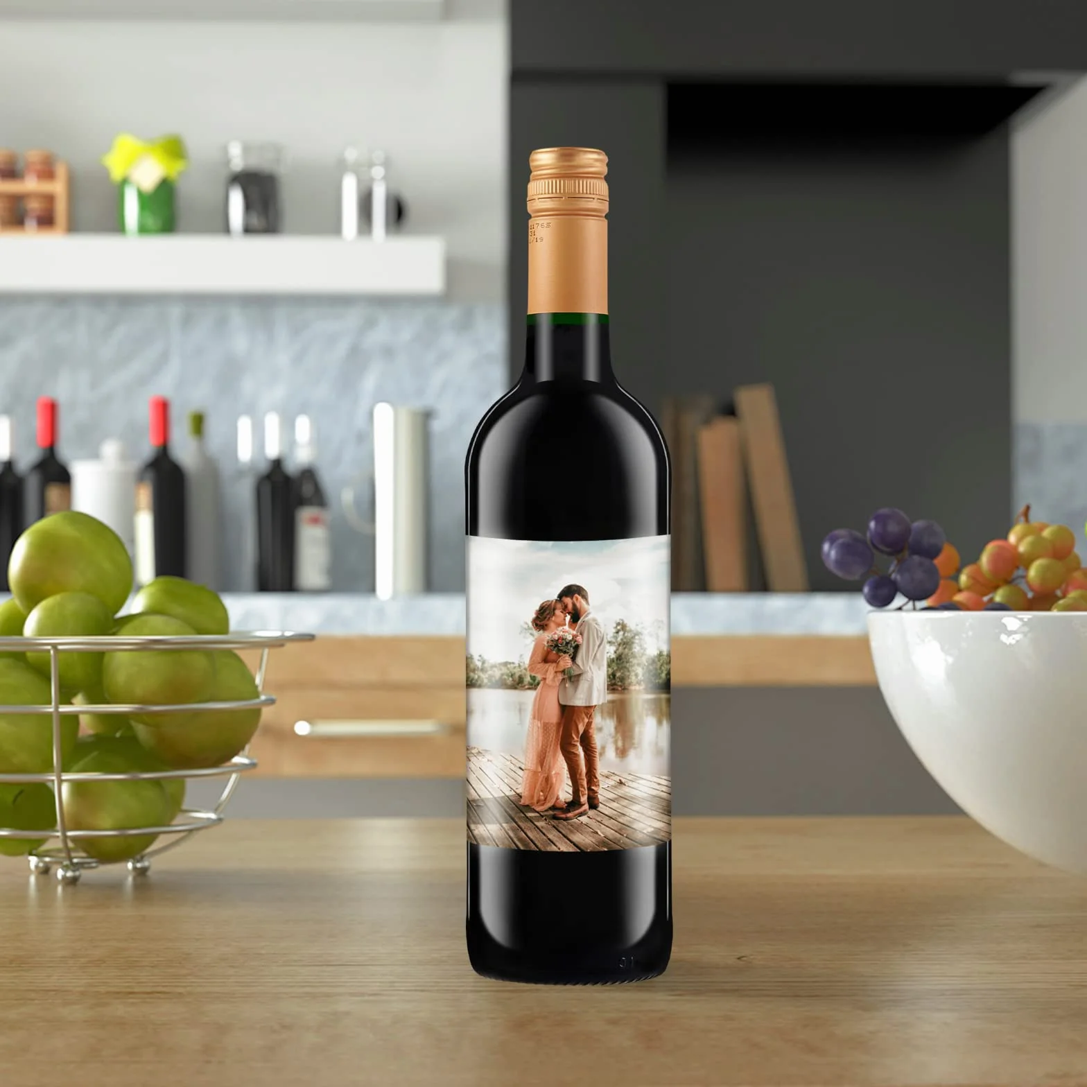 20 paquetes de etiquetas personalizadas para botellas de vino para bodas. Etiquetas fotográficas personalizadas