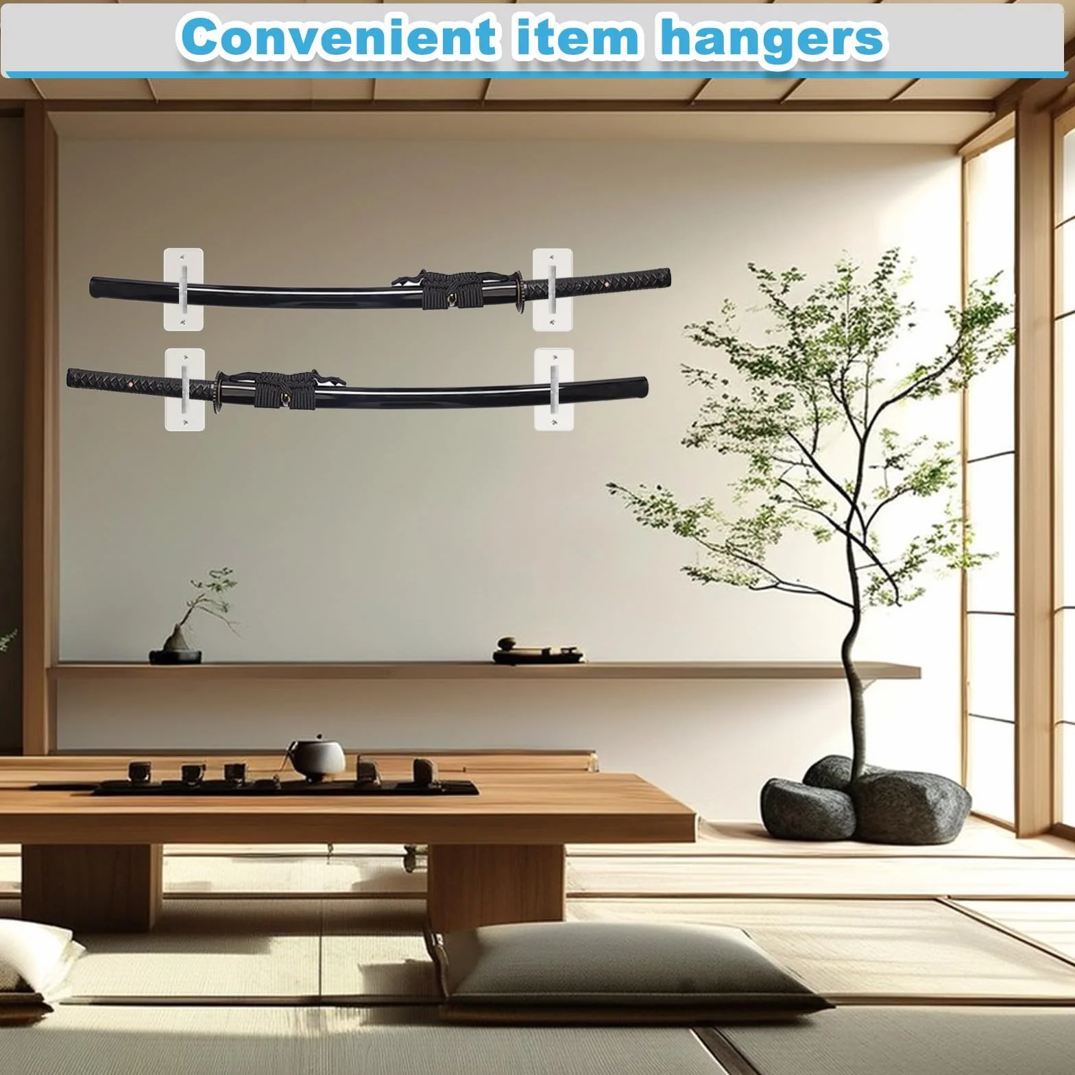 Soporte Katana Pared, Porta Espadas Decorativas 9x9x3 cm, Montaje Universal