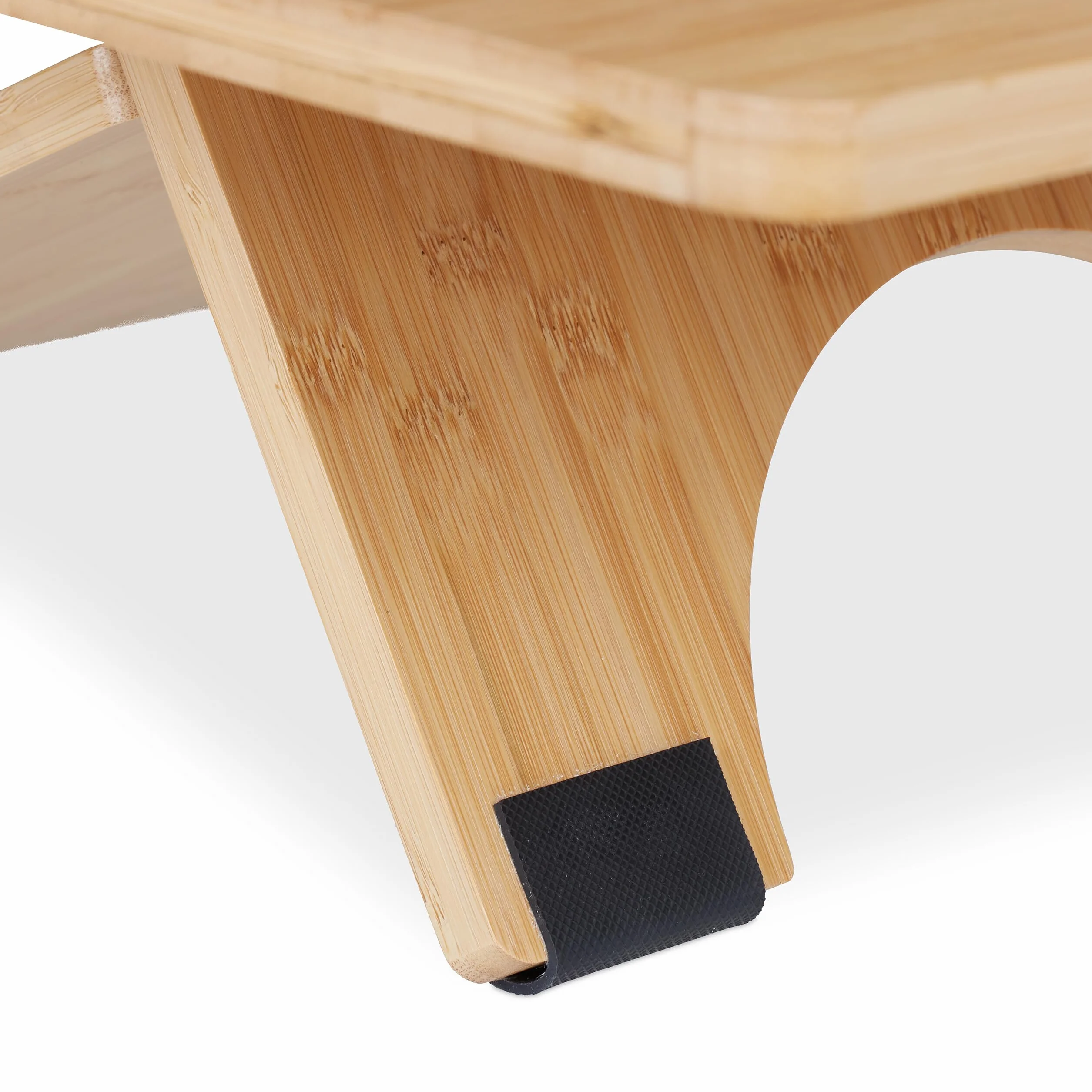 Relaxdays Soporte Ordenador de Pie, Altura Regulable, 2 Baldas, Bambú, Accesorio para Escritorios, Oficina, Natural, 61 x 60 x 61 cm