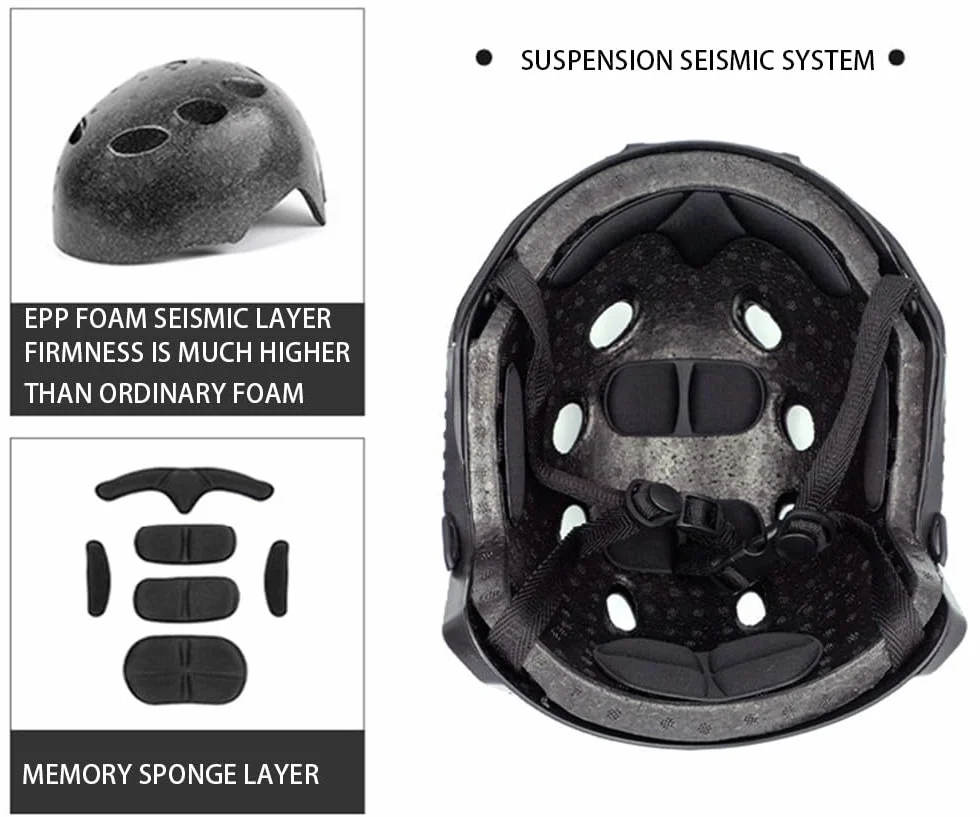 Casco Táctico Tipo PJ Ligero, Casco De Paintball Universal Equipo Estilo Militar con Auriculares Tácticos Y Cubierta De Casco para Paintball Deportes Al Aire Libre Caza Tiro