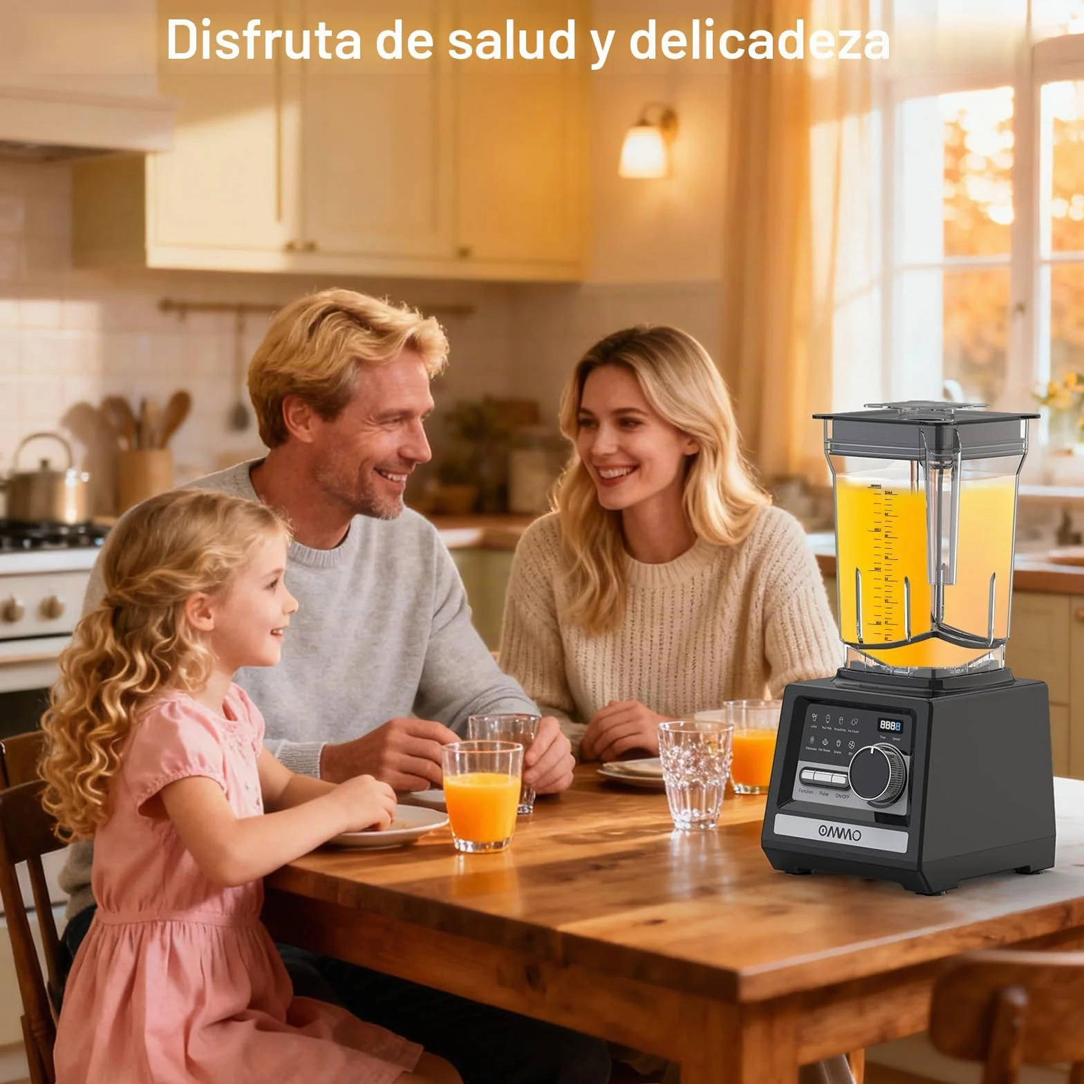 OMMO 2L Batidora de Vaso, 1800W Batidora Smoothies con 9 Controles de Velocidad para Hielo Roto, Batidos, Bebidas y Frutas Congeladas, Sin BPA