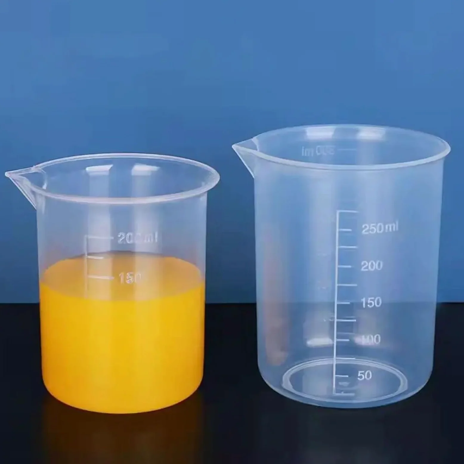 10 Pcs Lightweight Transparent Thickened For Kitchen Laboratory Test Plastic Beaker Graduated Cylinder Mixing Cups Measuring Cup Para Cocina Laboratorio(250ml)