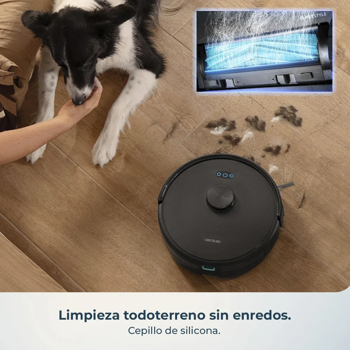 Cecotec Robot Aspirador Conga M70 Genesis. Navegación Láser, Motor Ungravity con 20000Pa, Aspira, Barre, Friega y Pasa la Mopa, Cepillo de Silicona, Doble Depósito, App 3.0, Cubre hasta 180m²