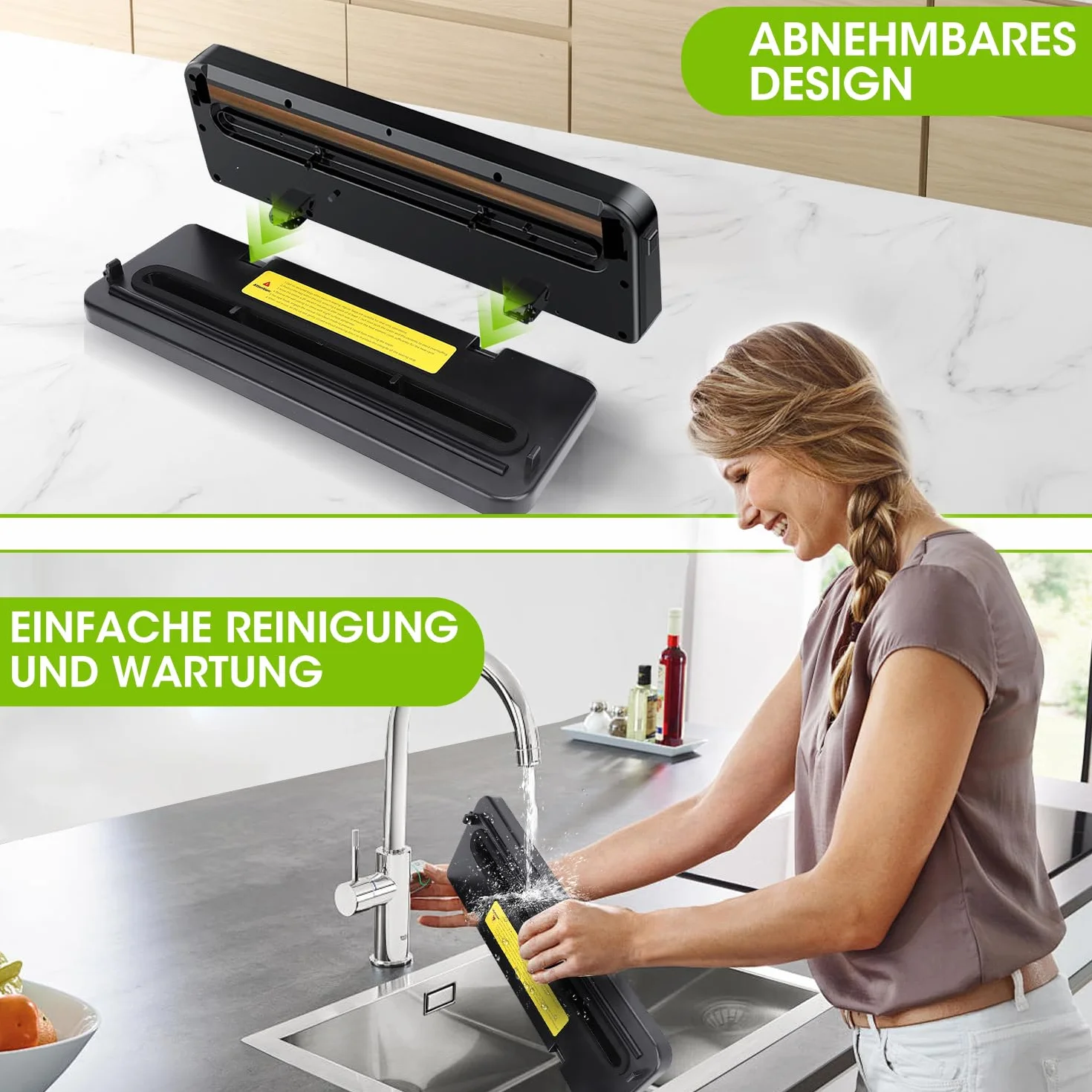 Vexloria Máquina de Vacío 65Kpa, 5 en 1 Conservación de Alimentos | Modos Seco y Húmedo | 30 Bolsas de Vacío Incluidas | Vakuumizador Profesional para Alimentos, Negro