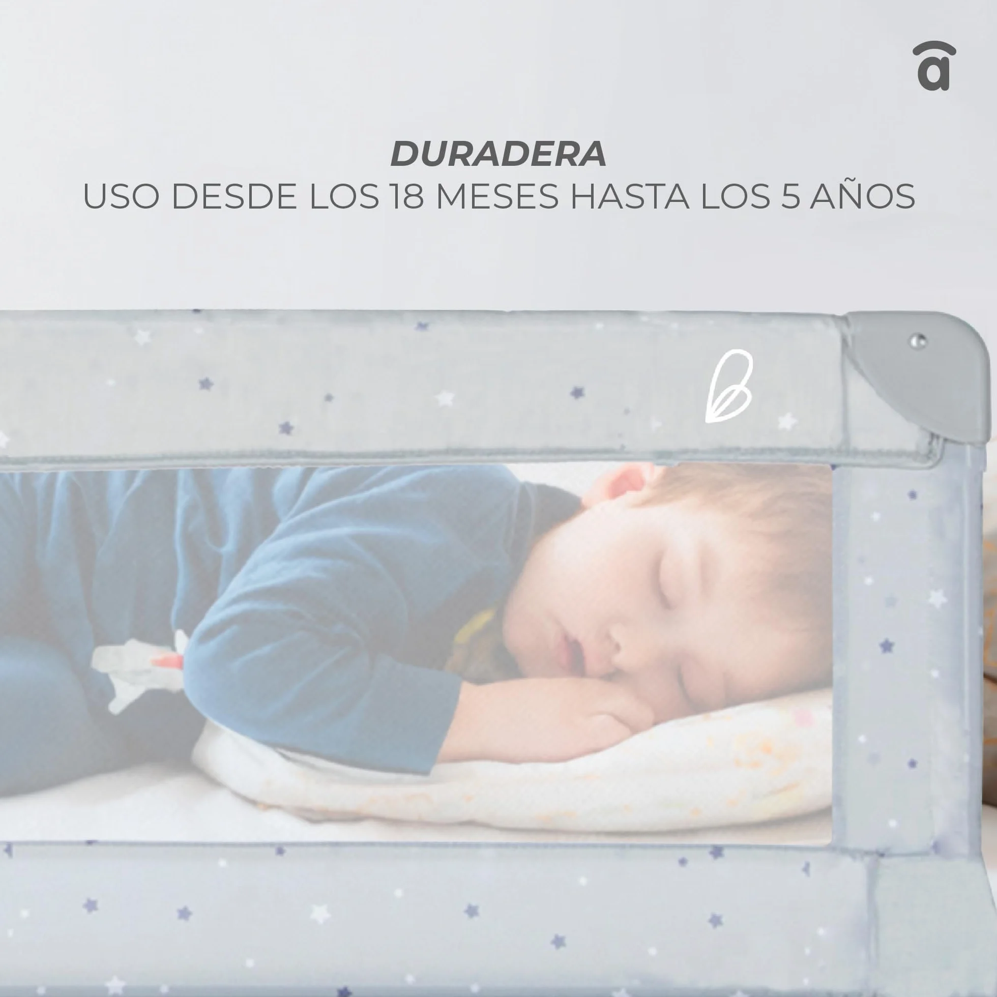 Asalvo Barrera de cama abatible 150 cm blanca