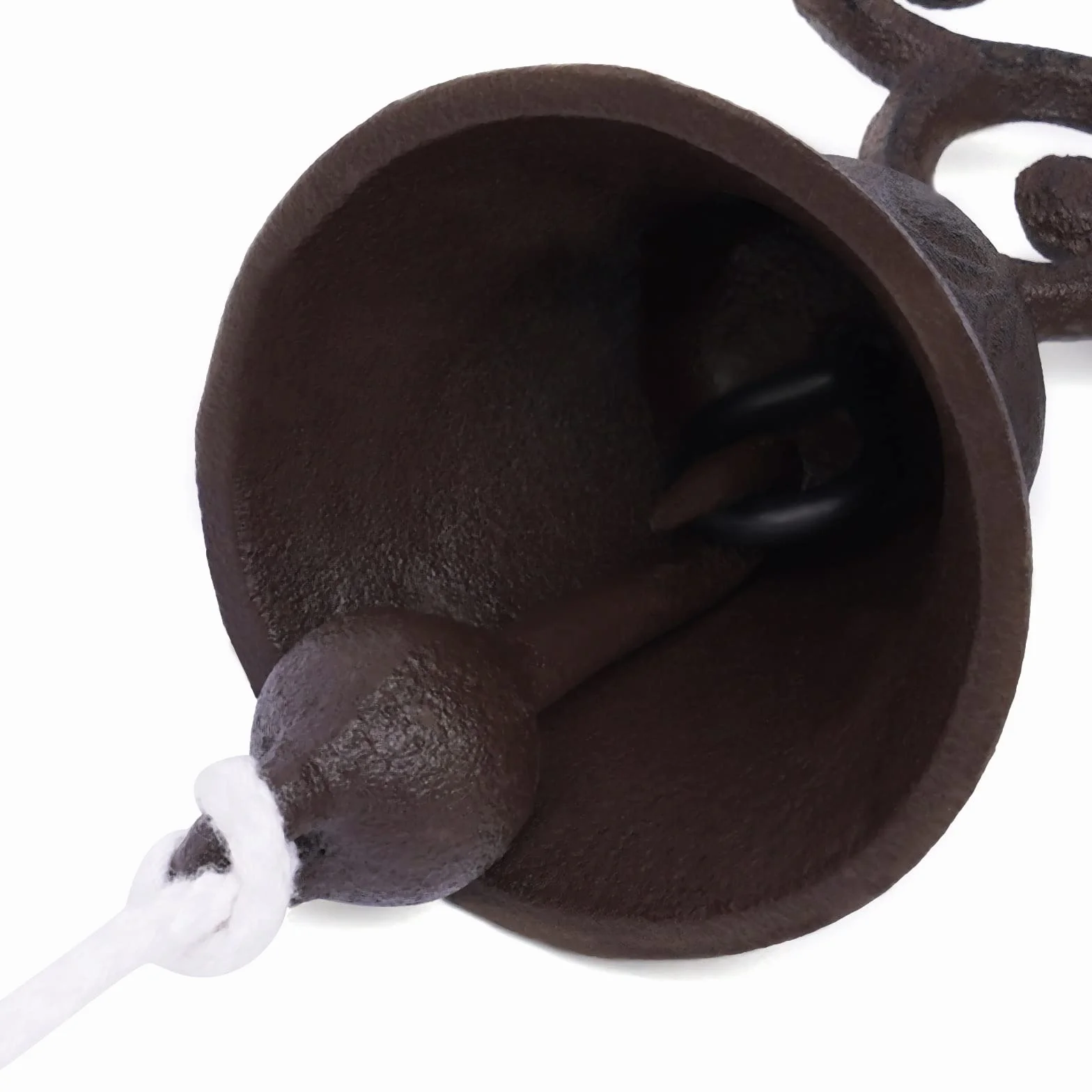 Campana colgante de barco de hierro fundido Campana de capitán rústica negra se puede utilizar en cafés, restaurantes, escuelas, entradas, bares, jardines, 13,5 x 13,5 cm
