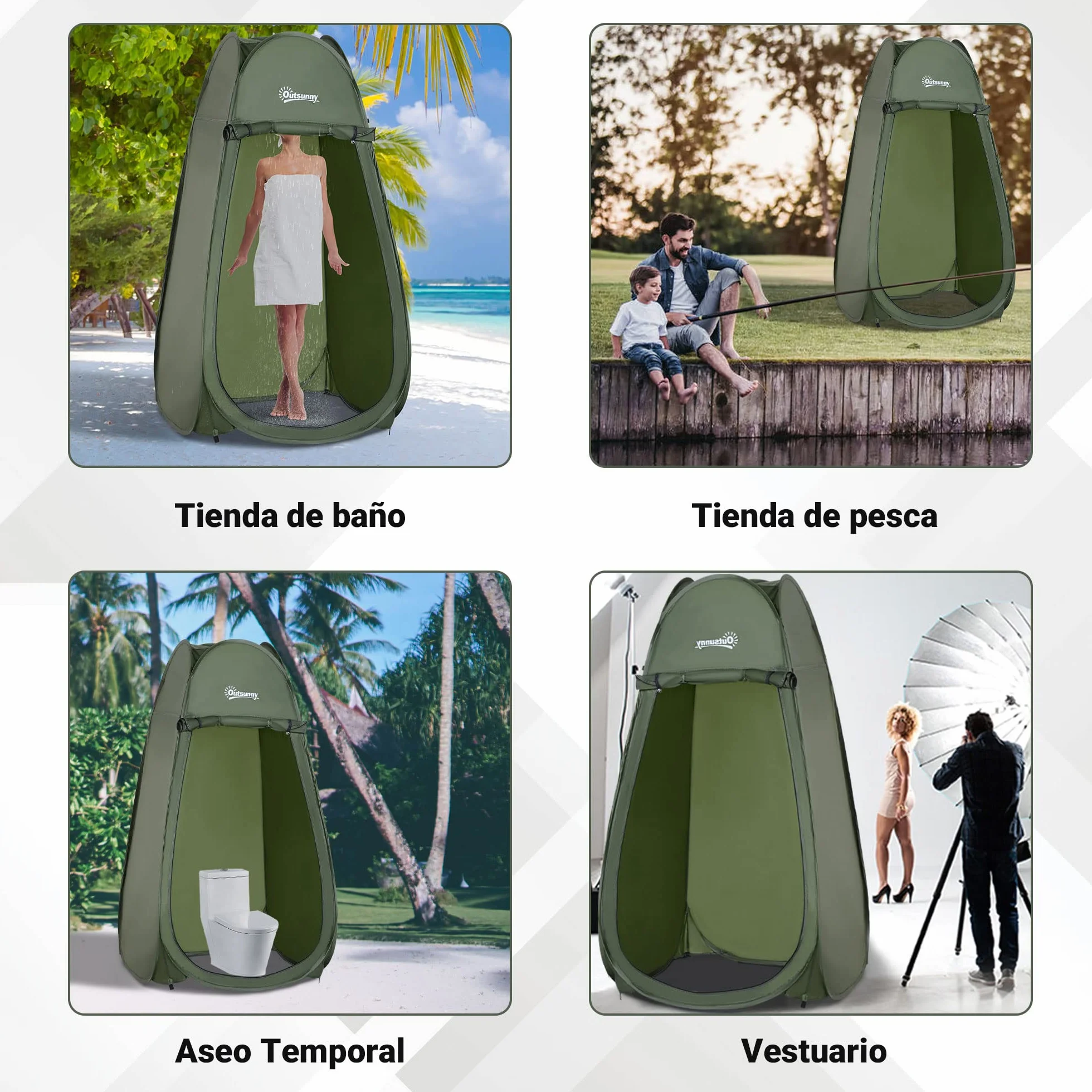 Outsunny Tienda de Campaña Instantánea Impermeable 100x100x185cm